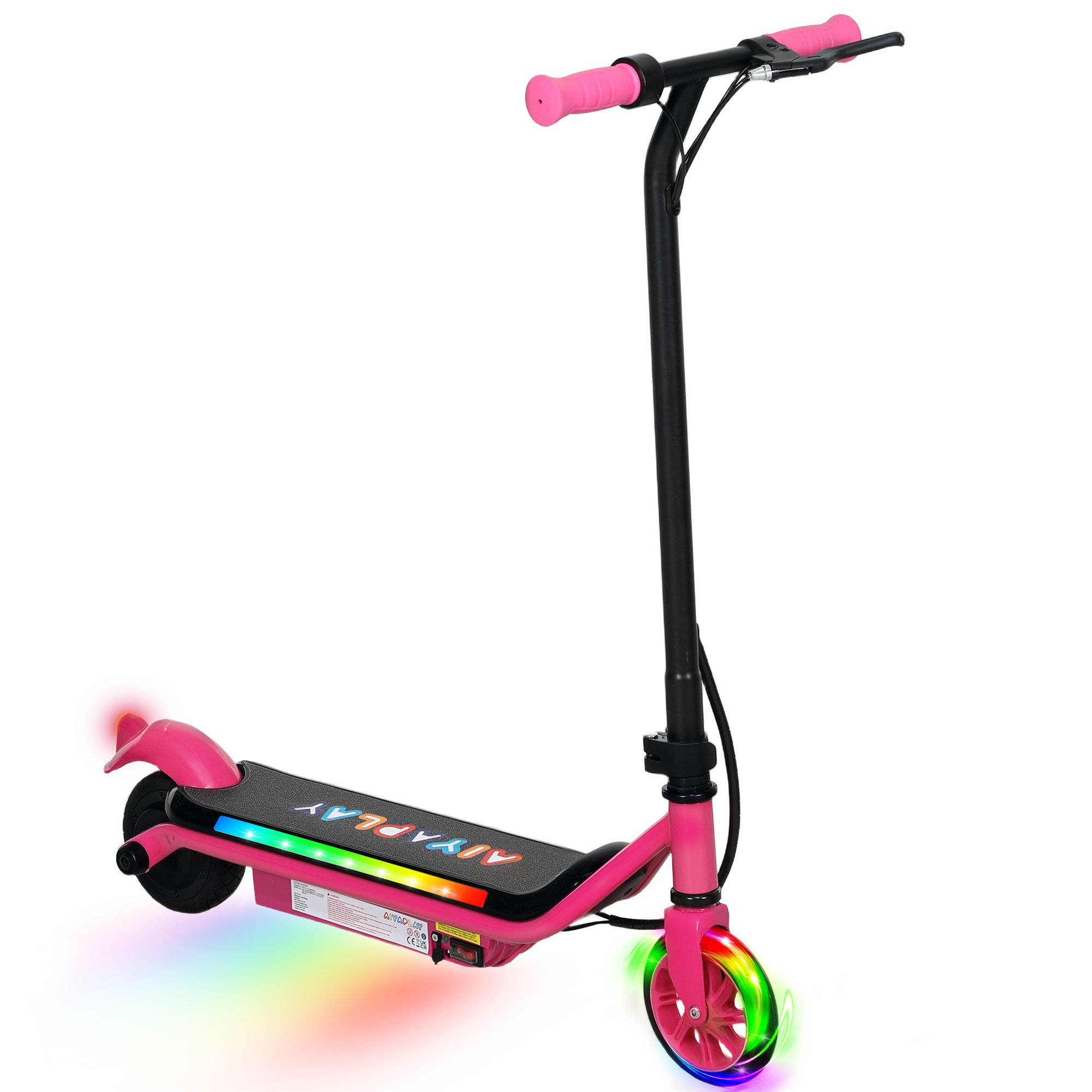 AIYAPLAY Ages 6 to 14 Dual Brakes Light Up Electric Scooter – Pink