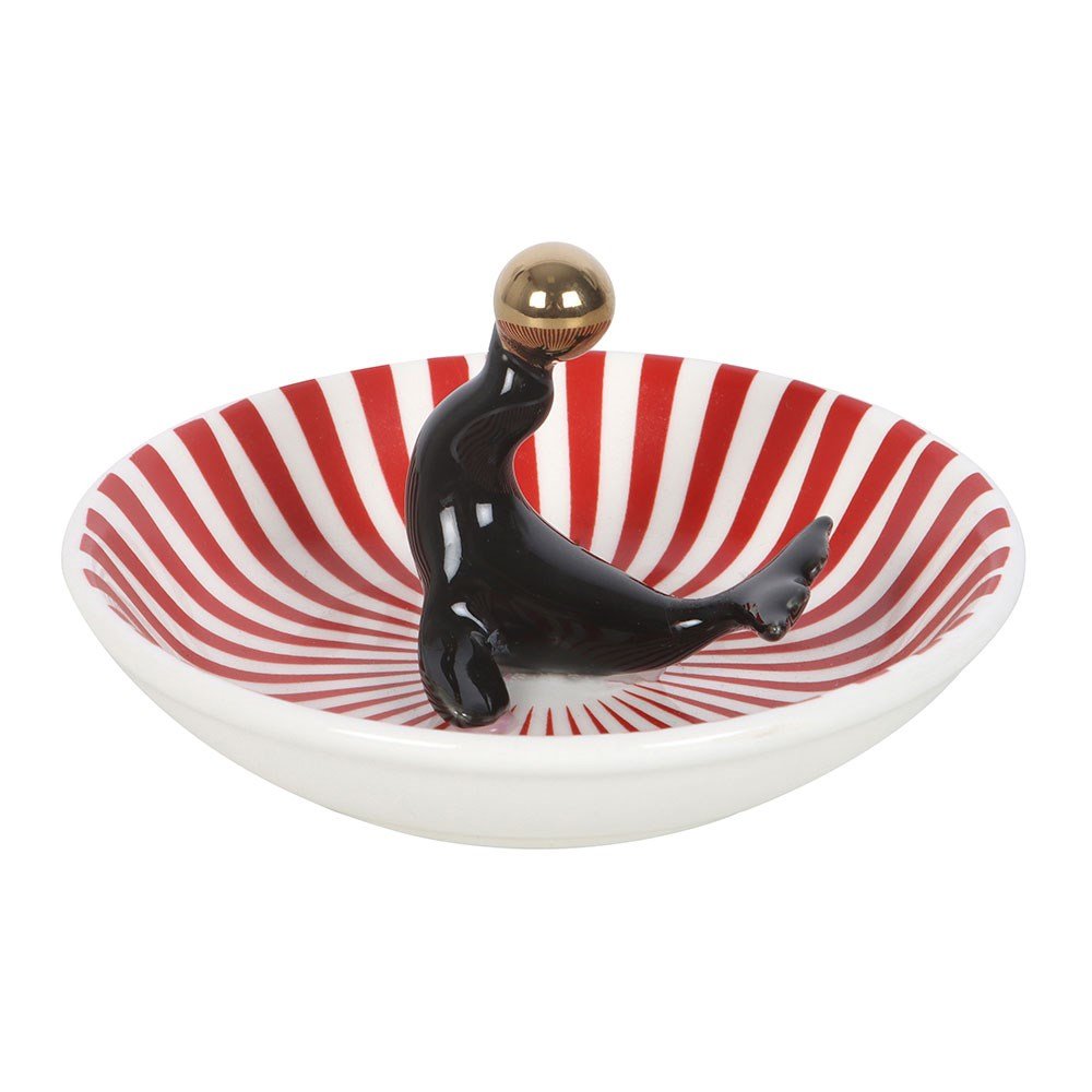Something Different Circus Seal Trinket Dish - Red & White & Black