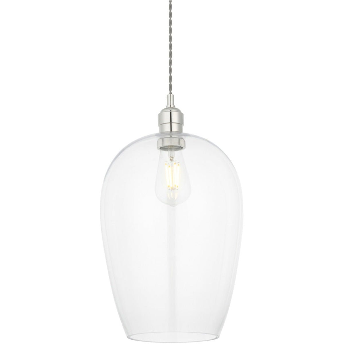 Loops Direct Steel and Glass LED Pendant Light - Bright Nickel