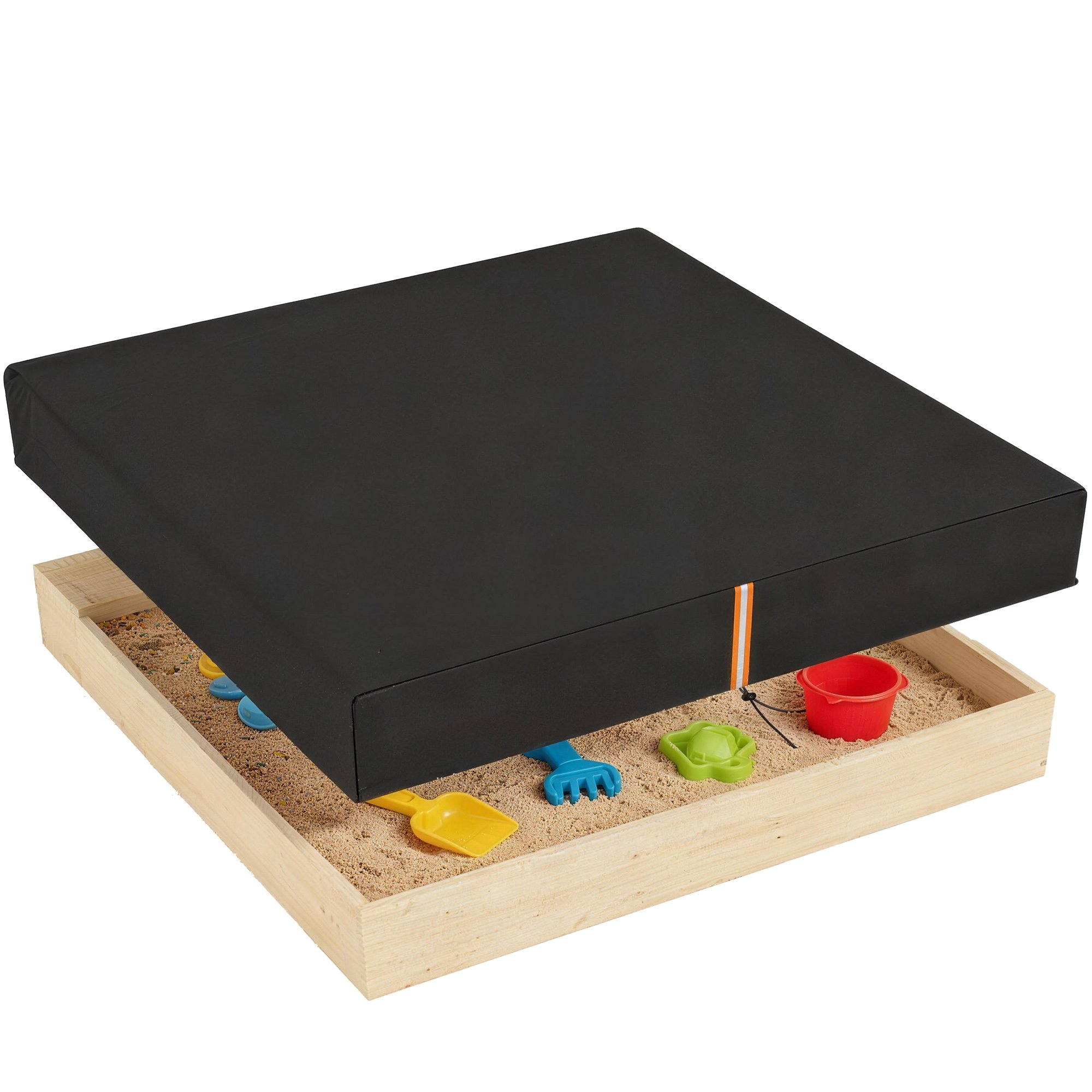 AIYAPLAY 150 x 150 x 20cm 420D Oxford Sandpit Cover - Black, Orange