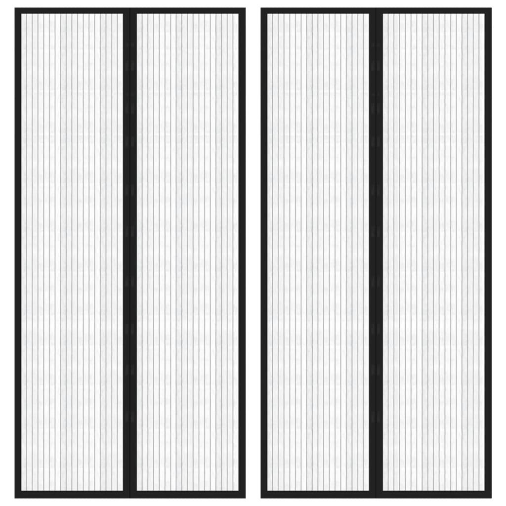 Walplus Pack of 2 Polyester Insect Door Screen - Black - 220 x 110 cm