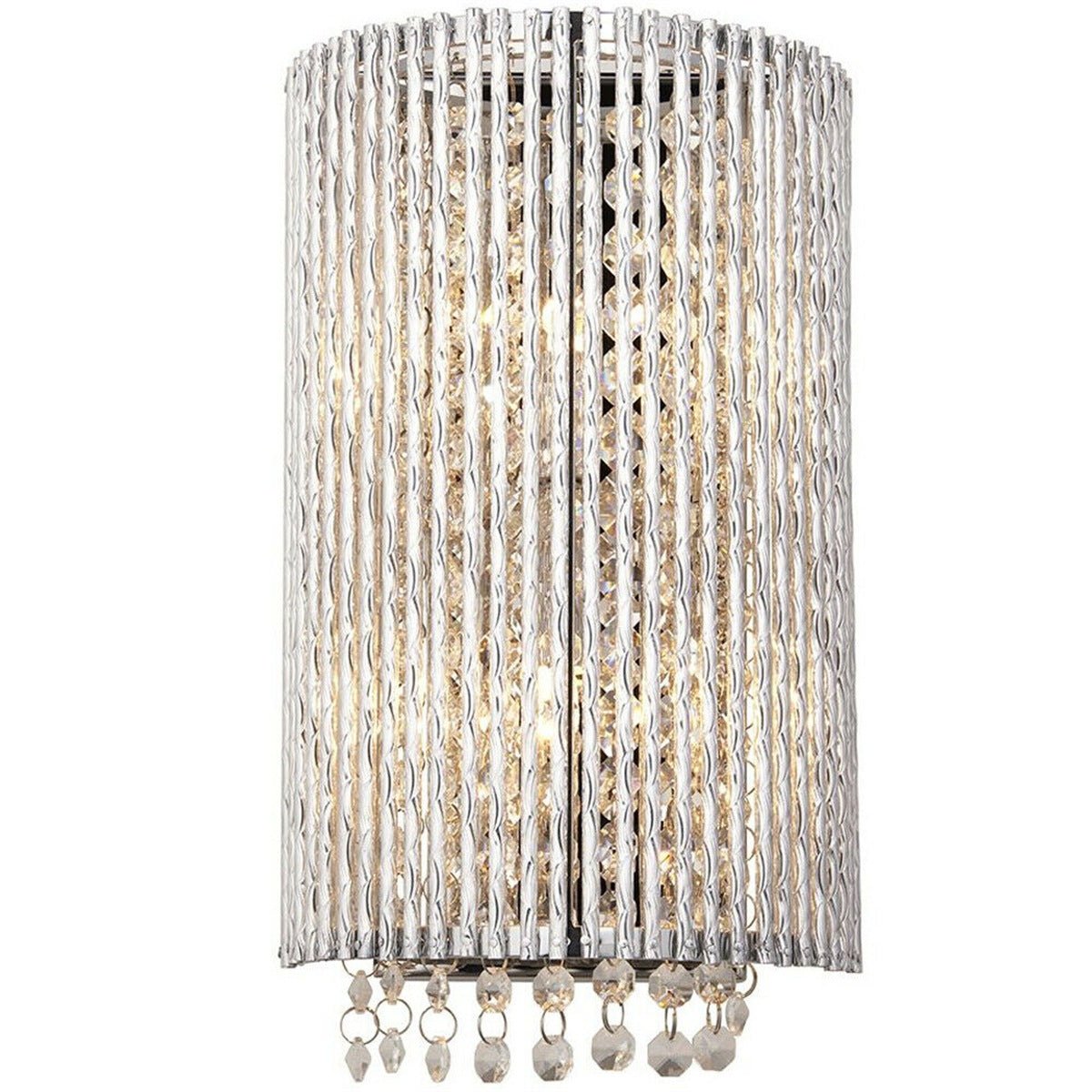 Loops Direct Steel and Aluminium Alloy Wall Light - Chrome and Clear Crystal