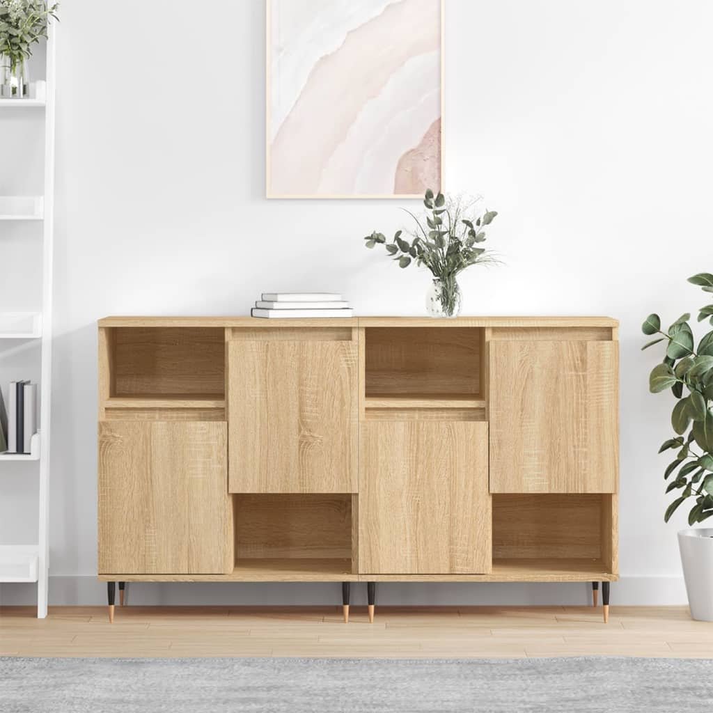 Walplus Pack of 2 Engineered Wood Sideboard - Sonoma Oak - 120 x 35 x 70 cm