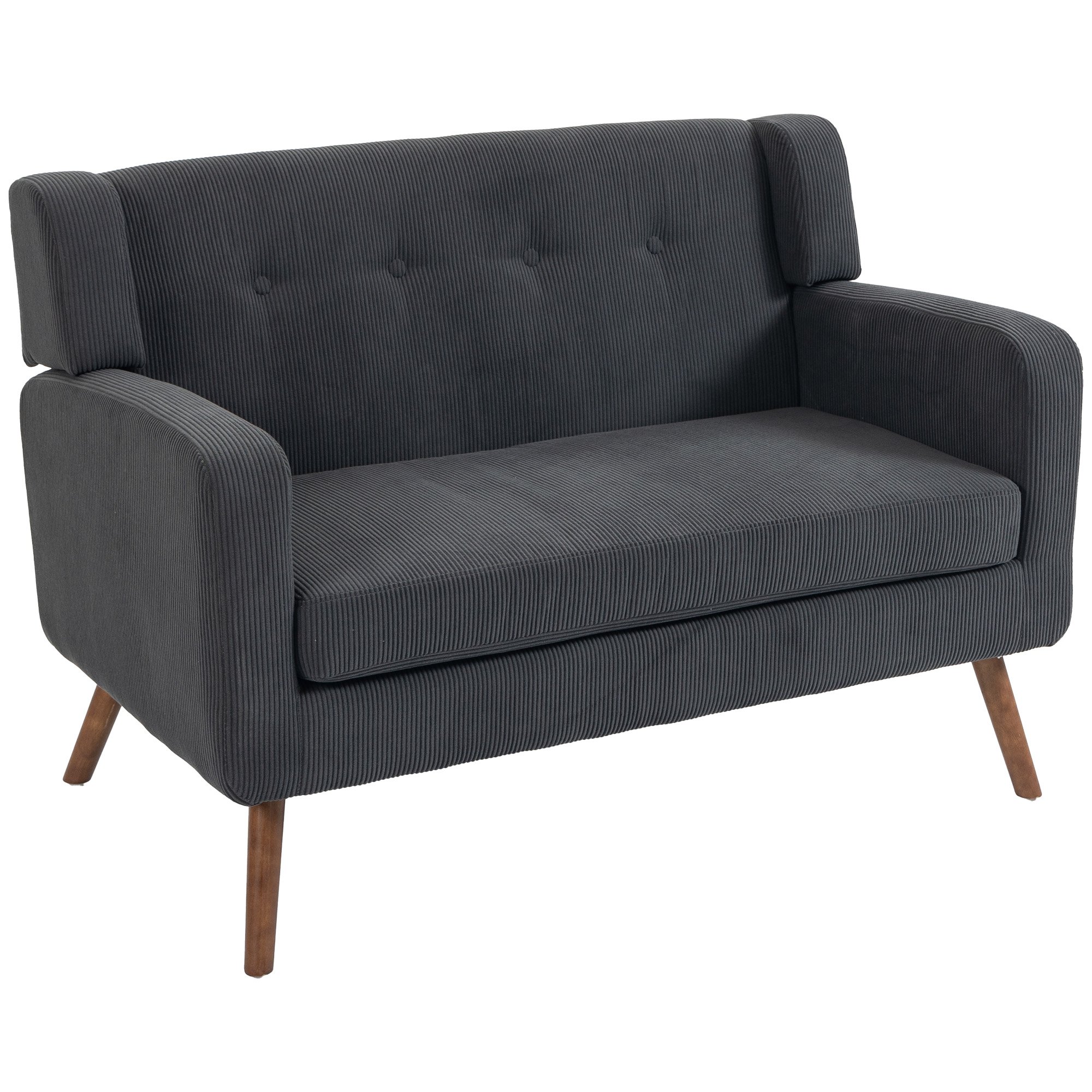 HOMCOM 2 Seater Compact Tufted Loveseat Sofa - Dark Grey