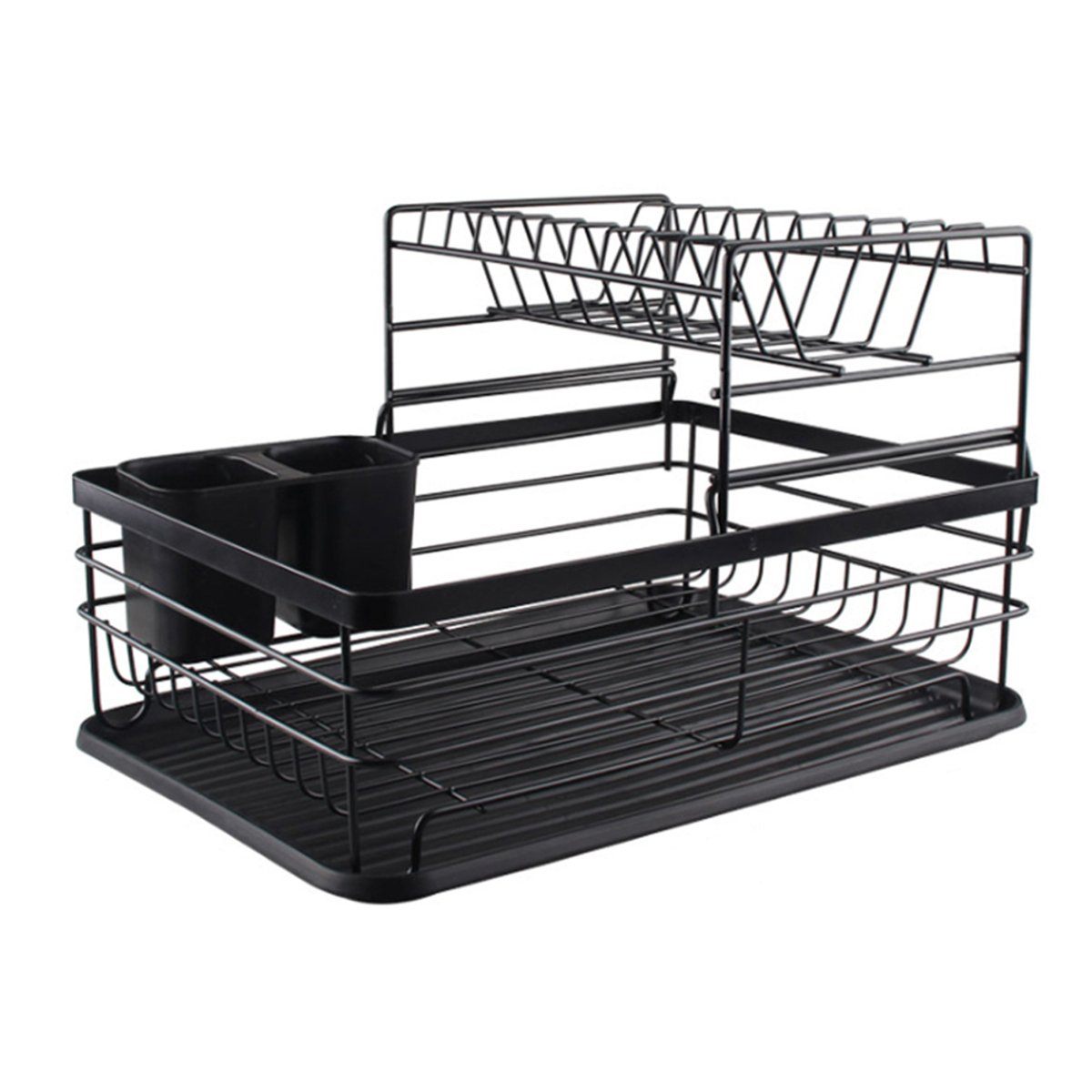 Living and Home 2-Tier Metal Dish Rack - Black