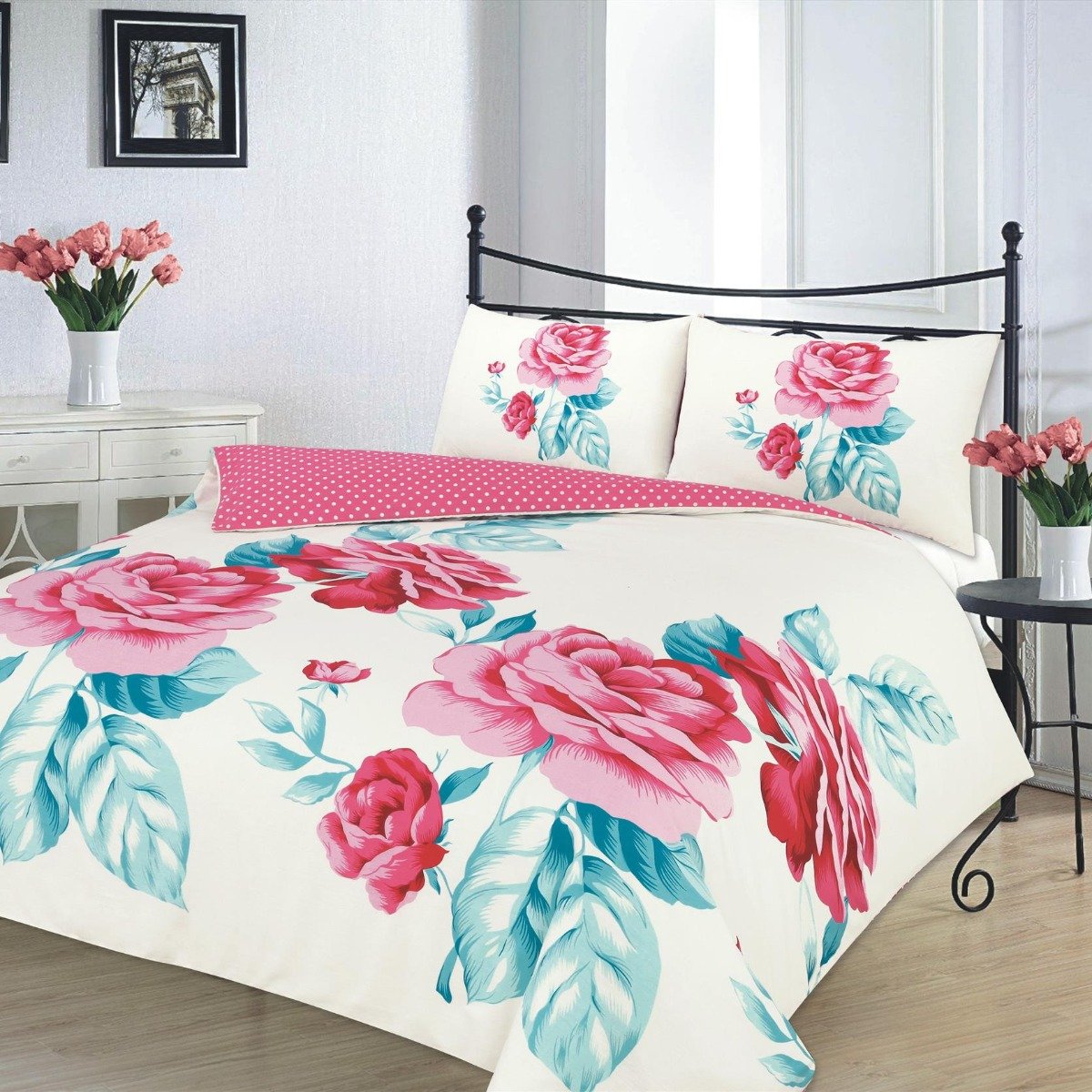HomeSpace Direct Isabella Pink Duvet Cover Set - Double