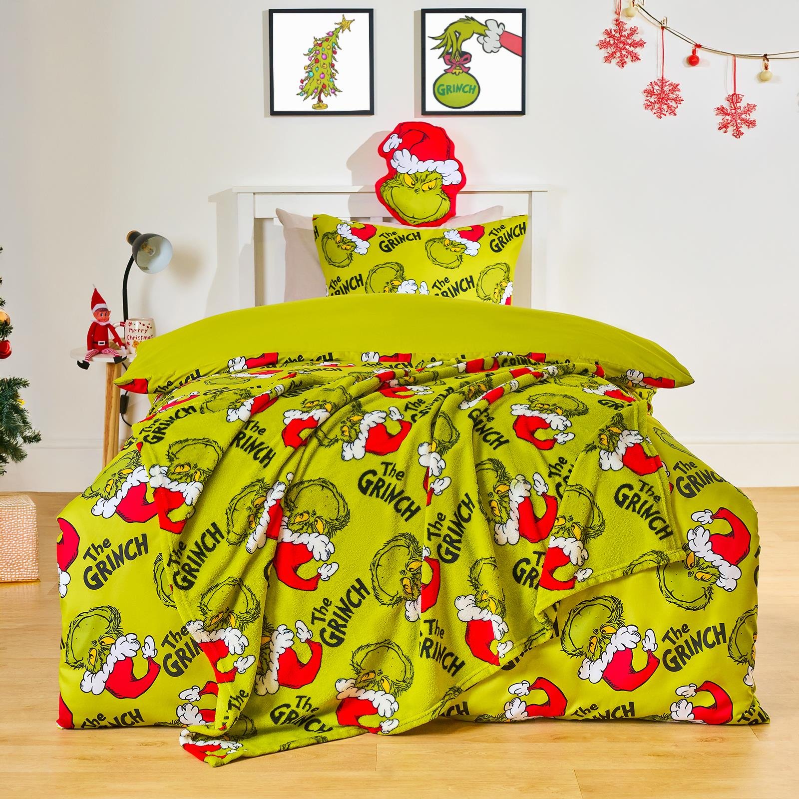 OHS Xmas Grinch Bedding Set Novelty Duvet Cover Set Green - Double