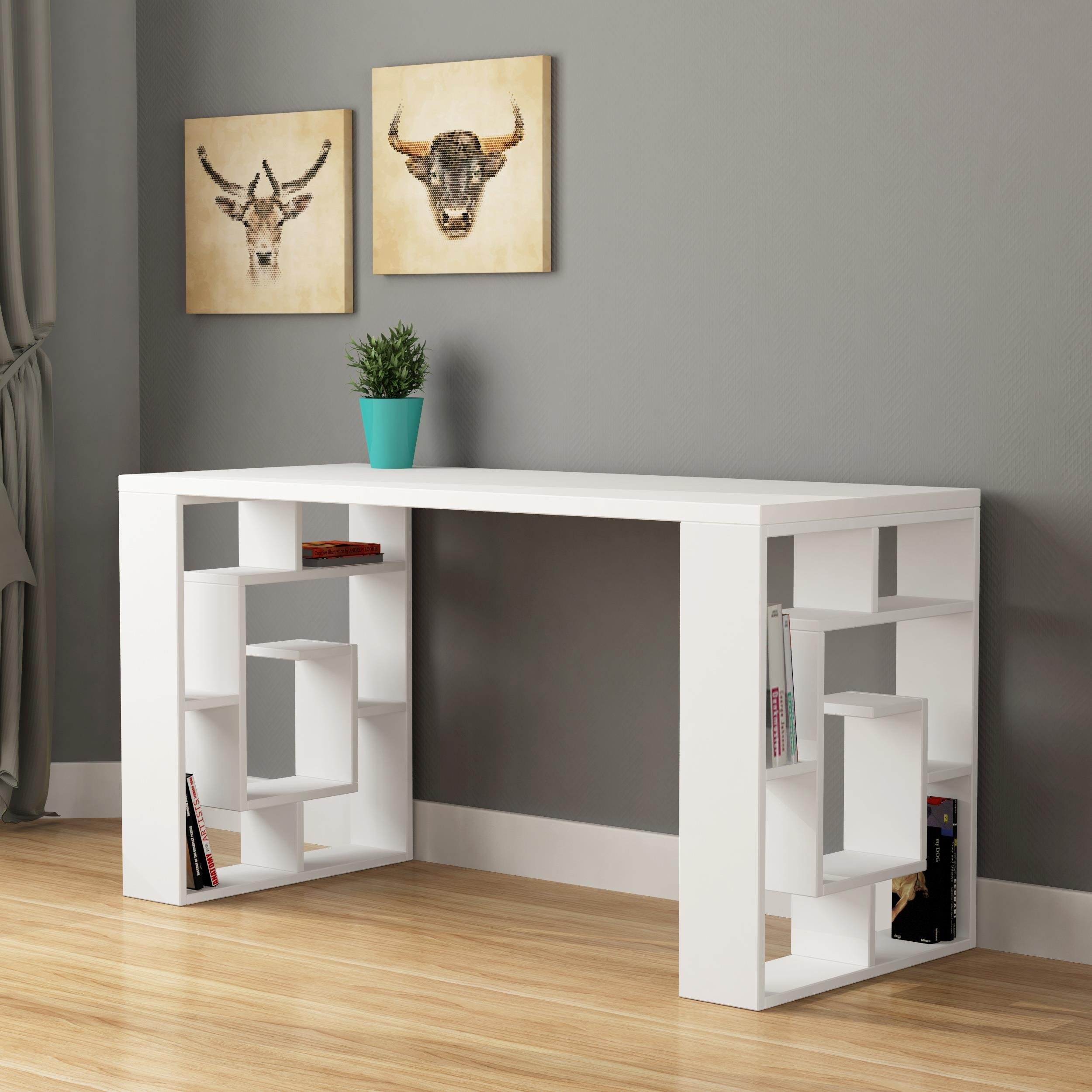 Decortie Labirent Particleboard Desk - White