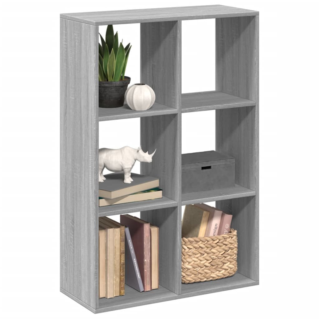 Walplus Engineered Wood Book Cabinet - Grey and Oak - 69.5 x 29 x 103.5 cm