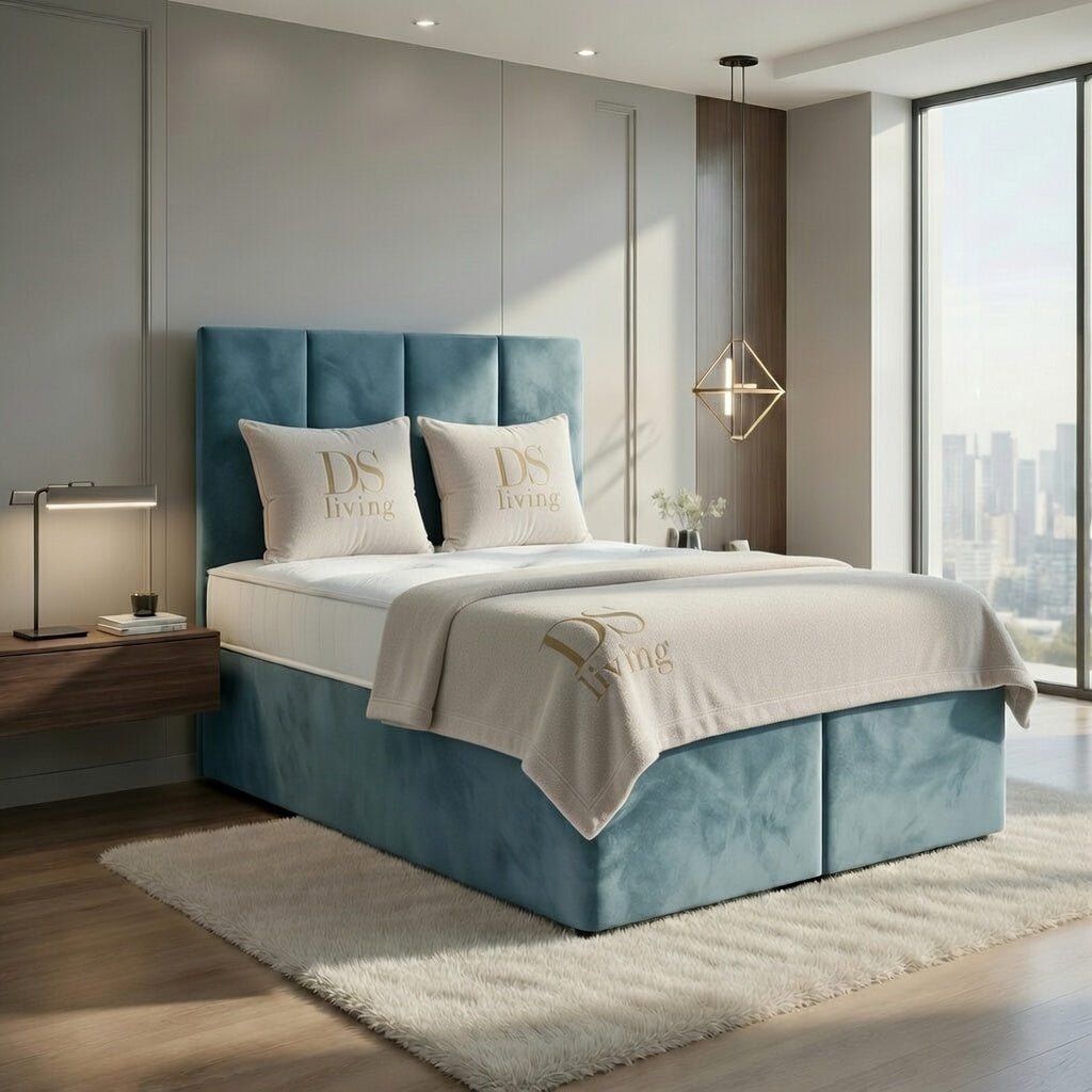 DS Living Harmony King Size Velvet Ottoman Bed Frame - Duck Egg