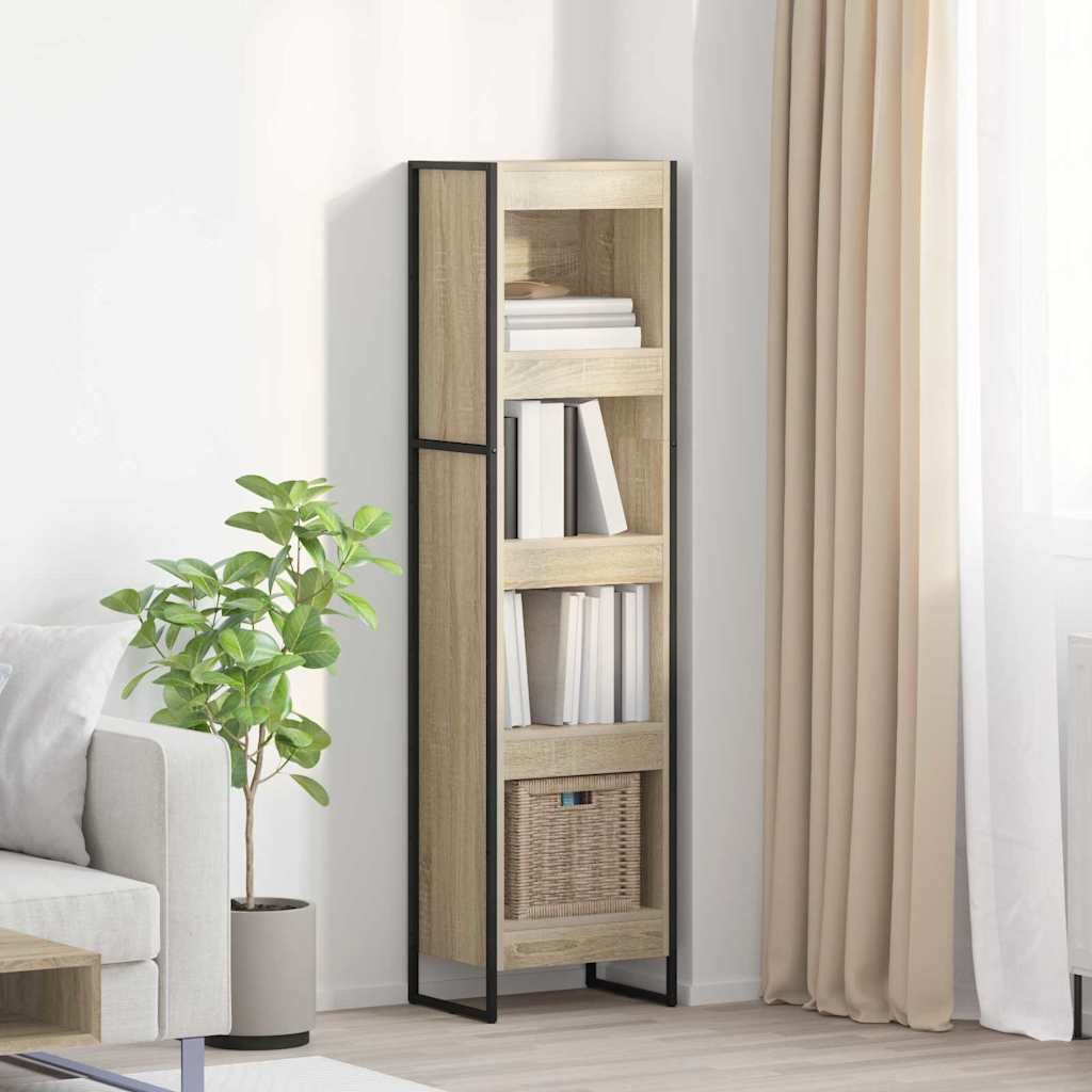 Walplus Engineered Wood Book Cabinet - Light Oak - 40 x 30 x 155 cm