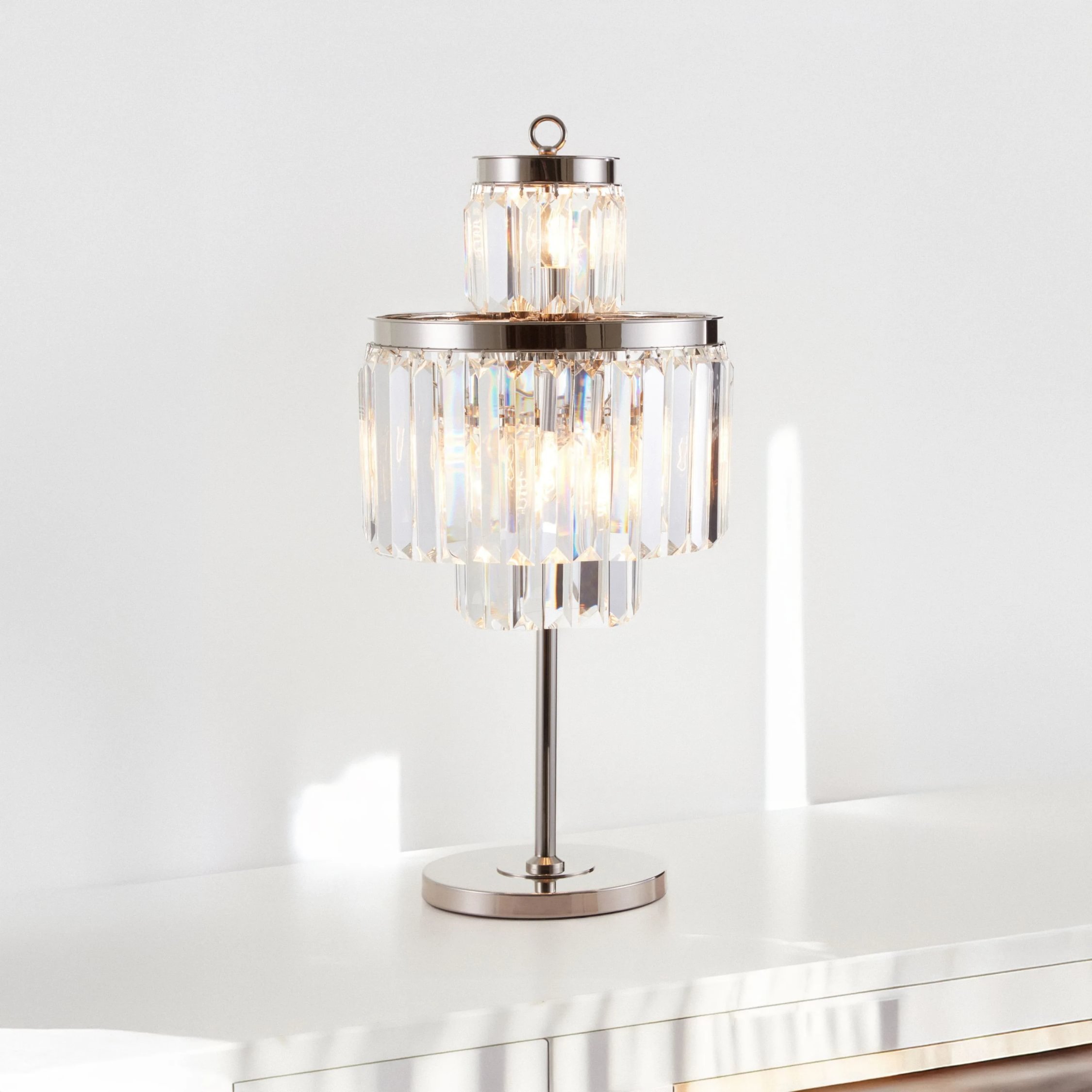 Orsina 8-Bulb Crystal Glass Table Lamp – Silver