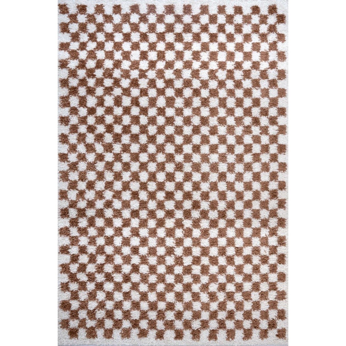 The Rugs Terracotta Moodi Chequered Shaggy Rug - 80 x 150cm