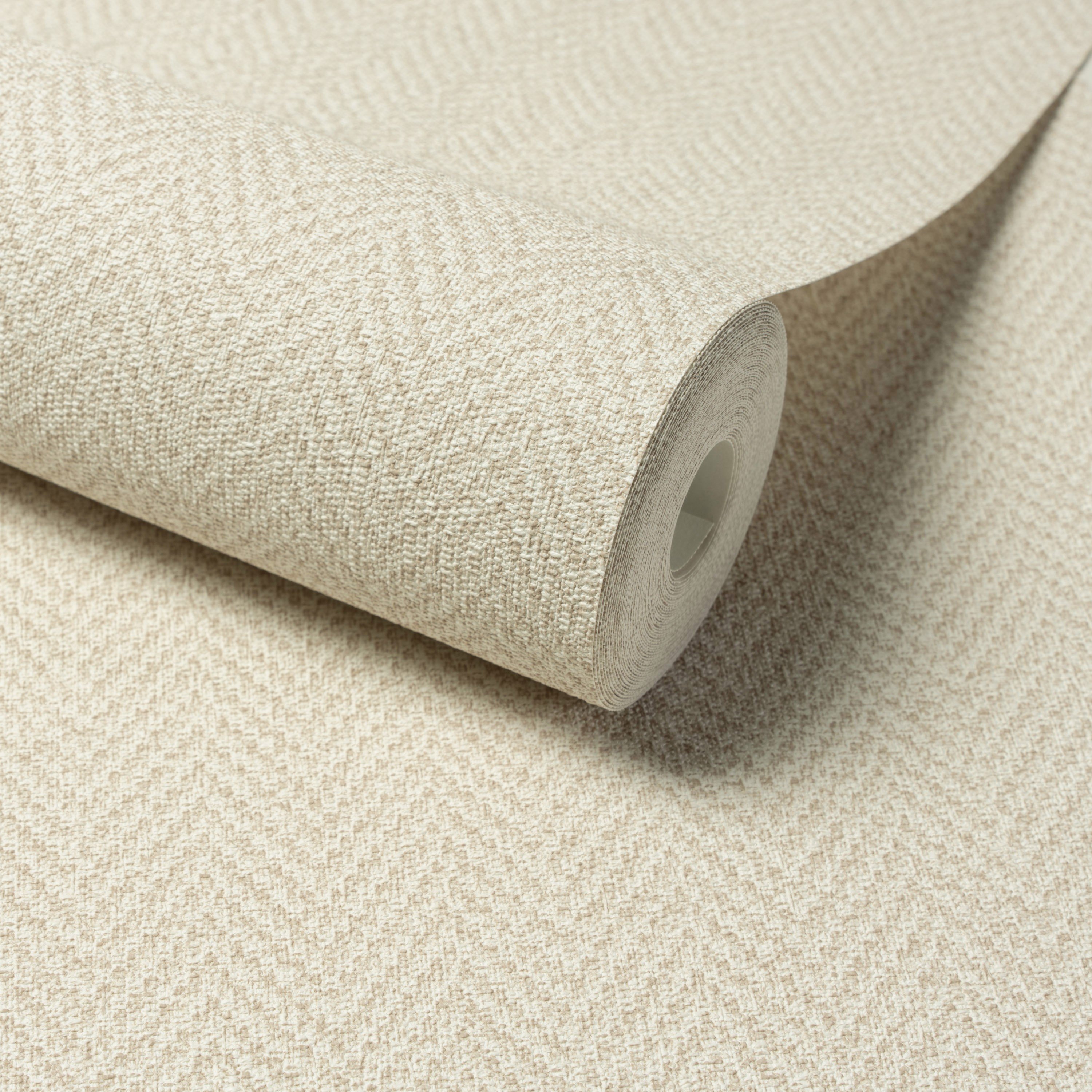 Grandeco Antiga Herringbone Chevron Weave Textured Wallpaper - Cream