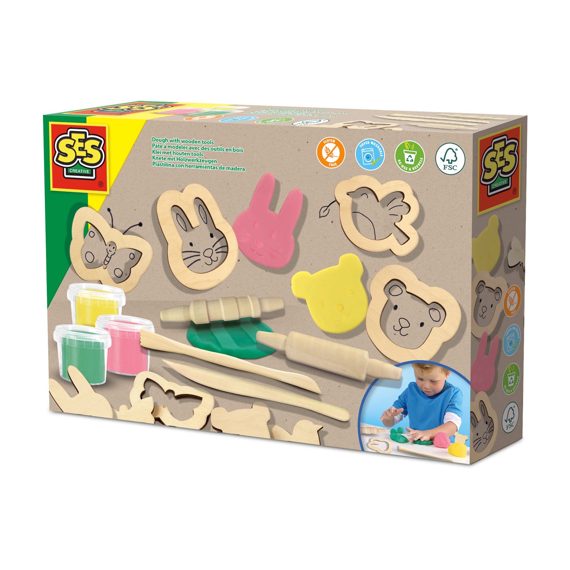 SES Creative Eco Play Dough Wooden Tools Model Set