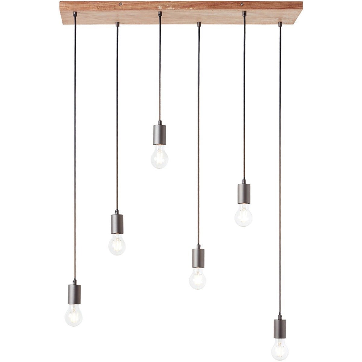 Loops Direct Steel and Wood Pendant Light - Oak Stained
