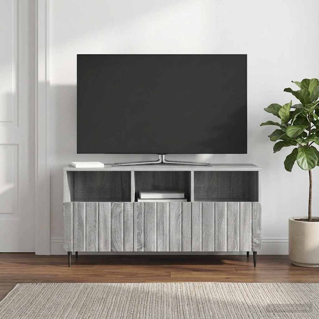 Walplus Engineered Wood TV Cabinet Open Shelf - Grey Sonoma - 102 x 34.5 x 50 cm