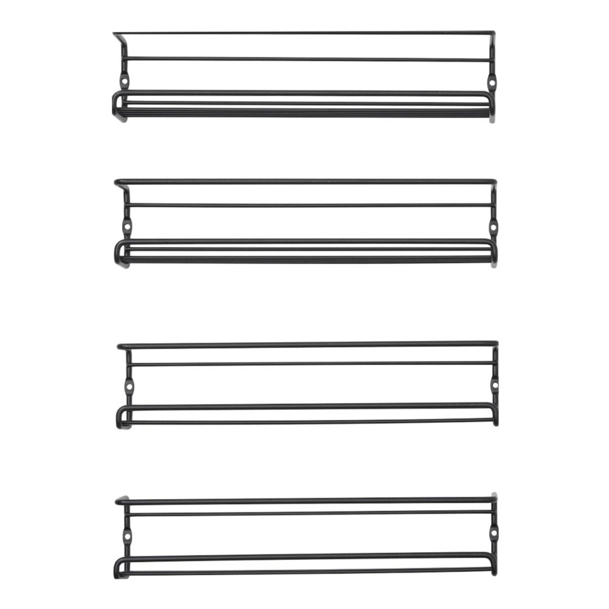Living and Home Set of 4 Wall Mount Spice Rack - Black