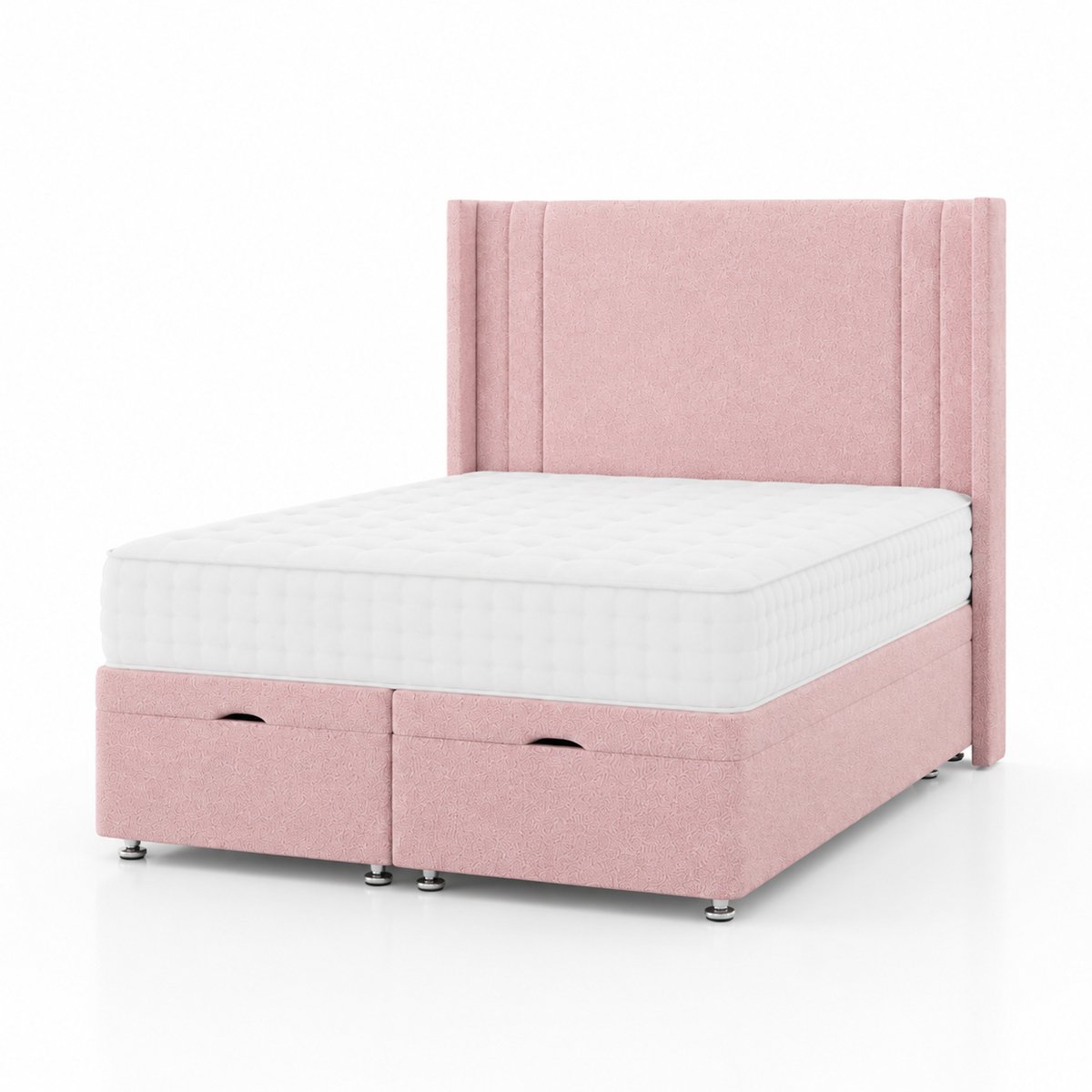 Comfy Deluxe Savannah 4ft6 Double Boucle End Lift Ottoman Bed Set - Pink