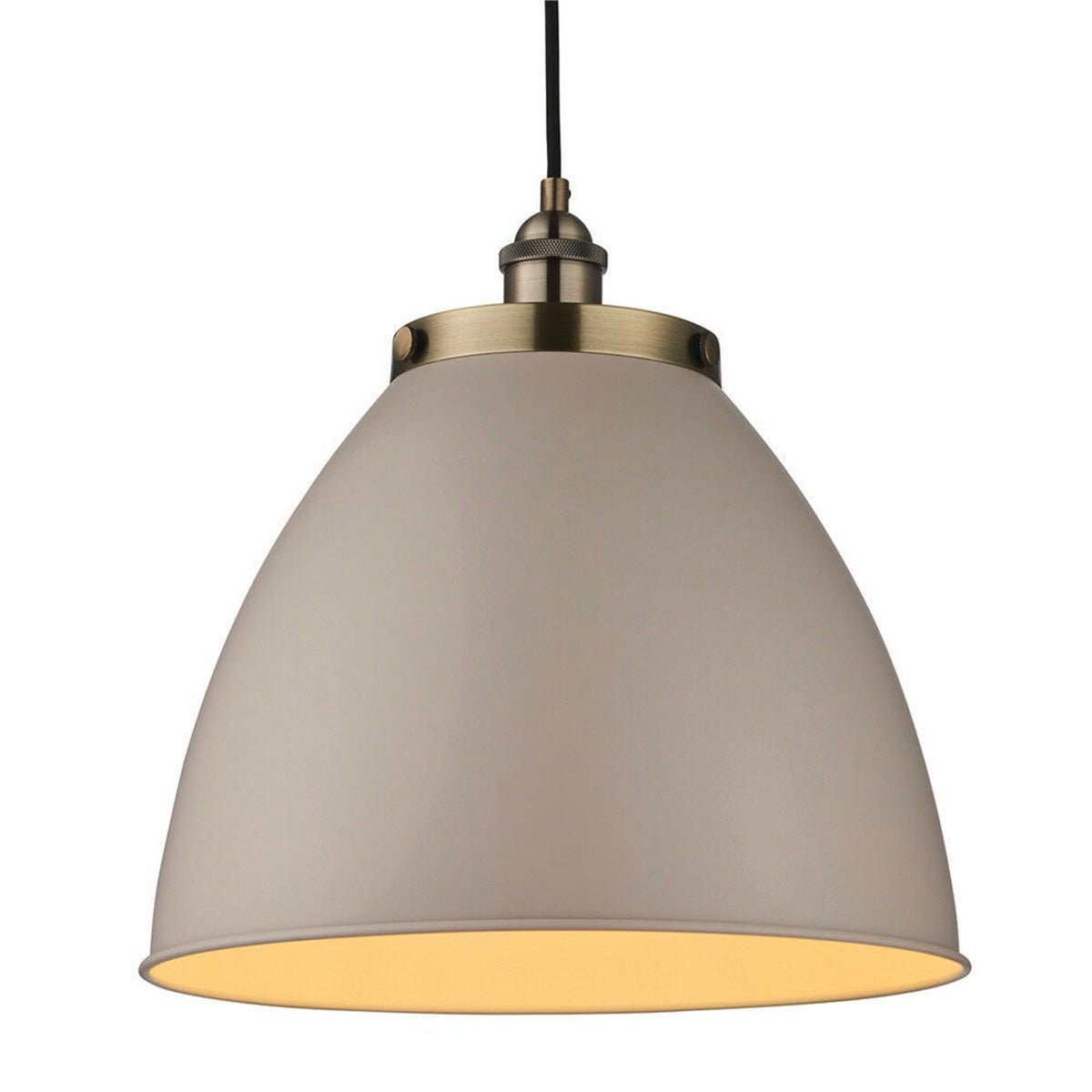 Loops Direct 33.5cm Diameter Steel Ceiling Pendant - Taupe and Antique Brass