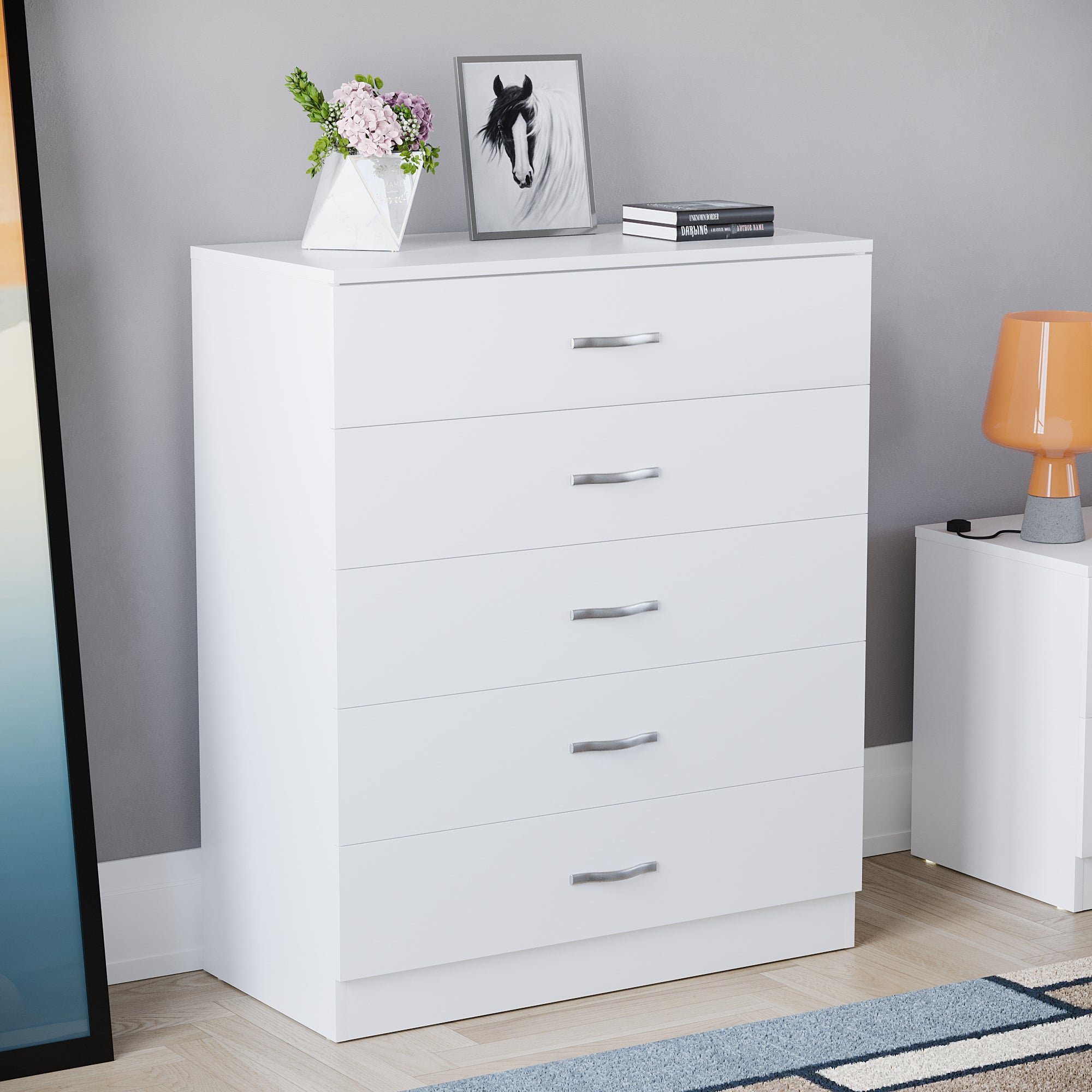 Vida Designs Riano 5 Drawer Chest - White