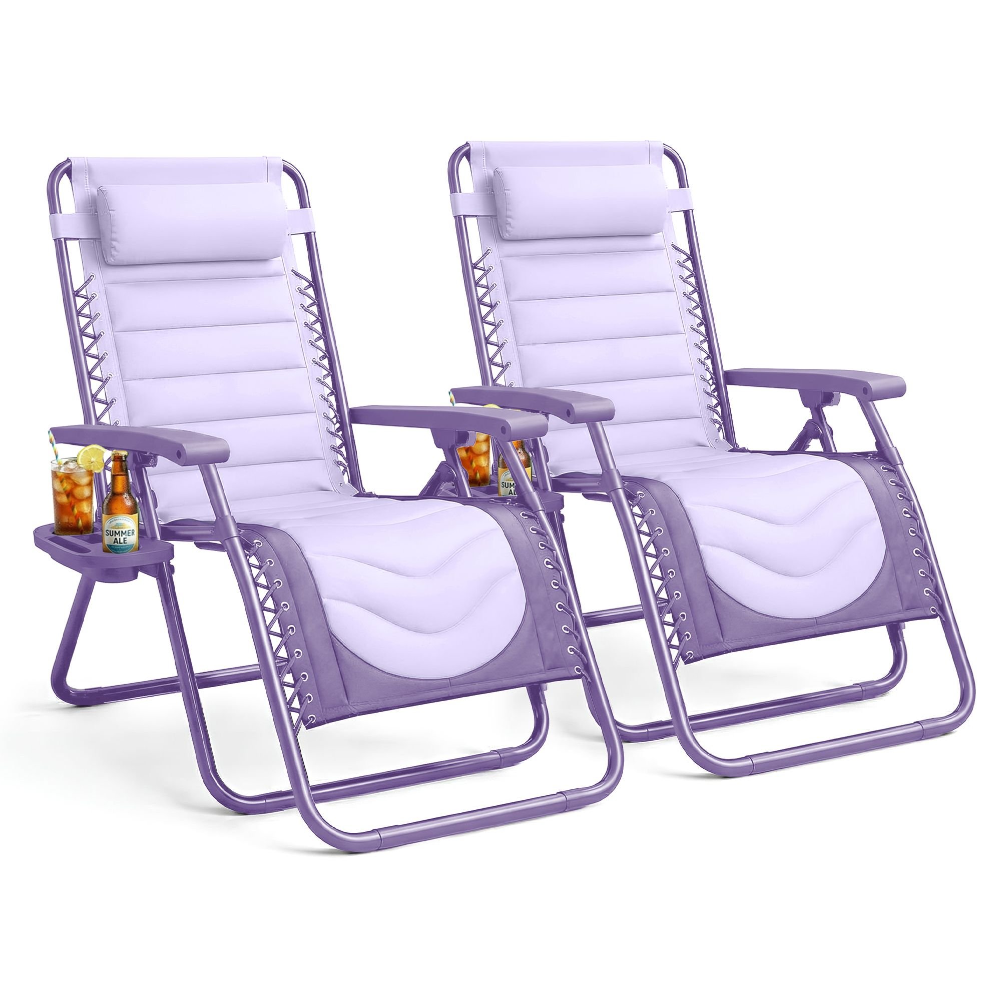 Keplin Set of 2 Colour Block Padded Zero Gravity Chairs - Lilac