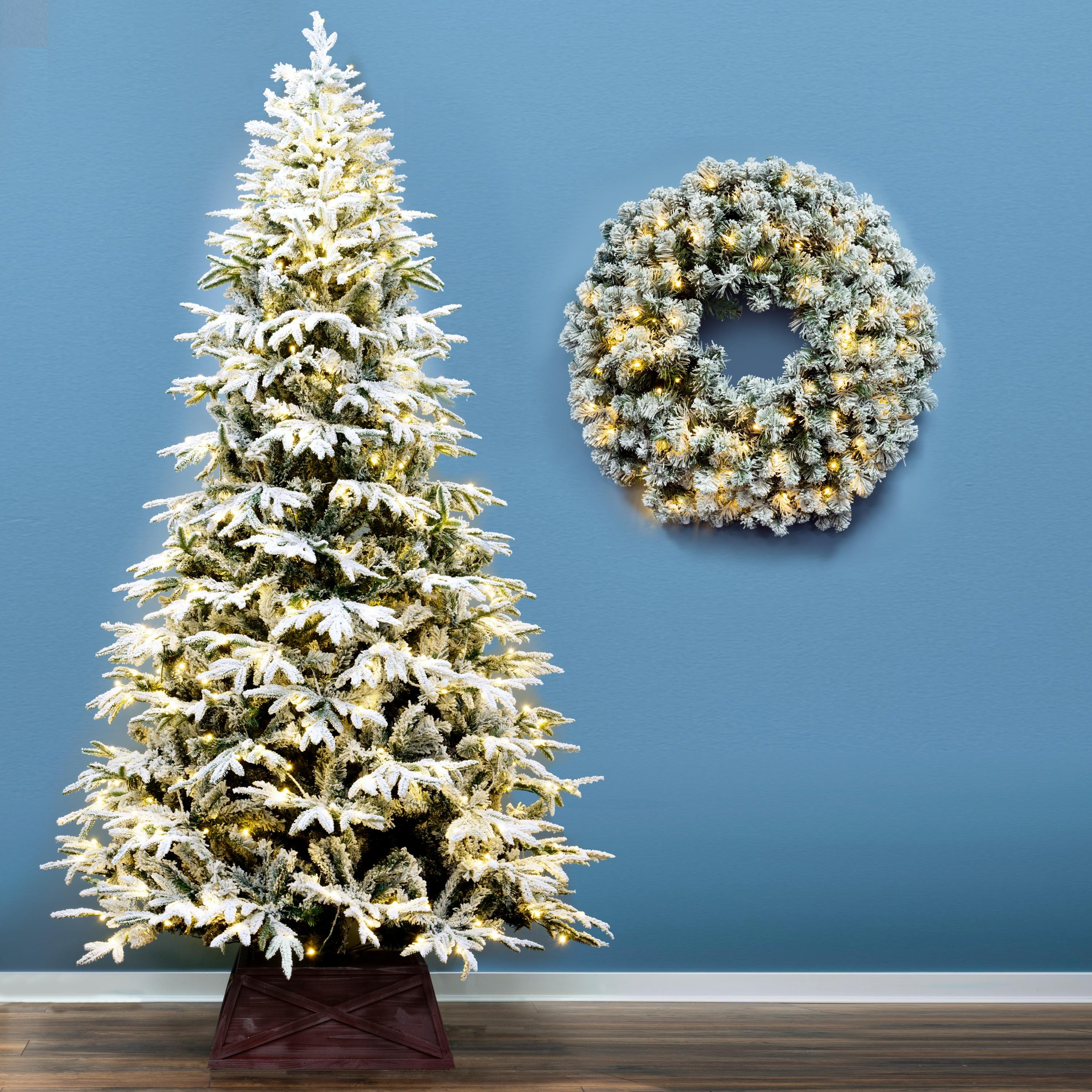 Christmas Tree World 4ft Pre-Lit Snowy Alpine - Warm White Lights