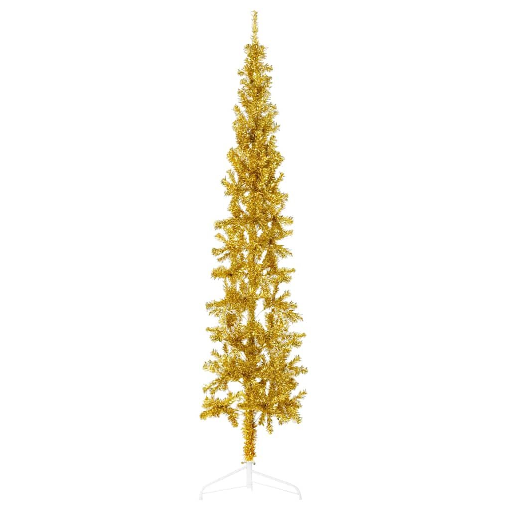 Walplus 324 Branch Tips Slim Half Artificial Christmas Tree - Gold - 240 cm