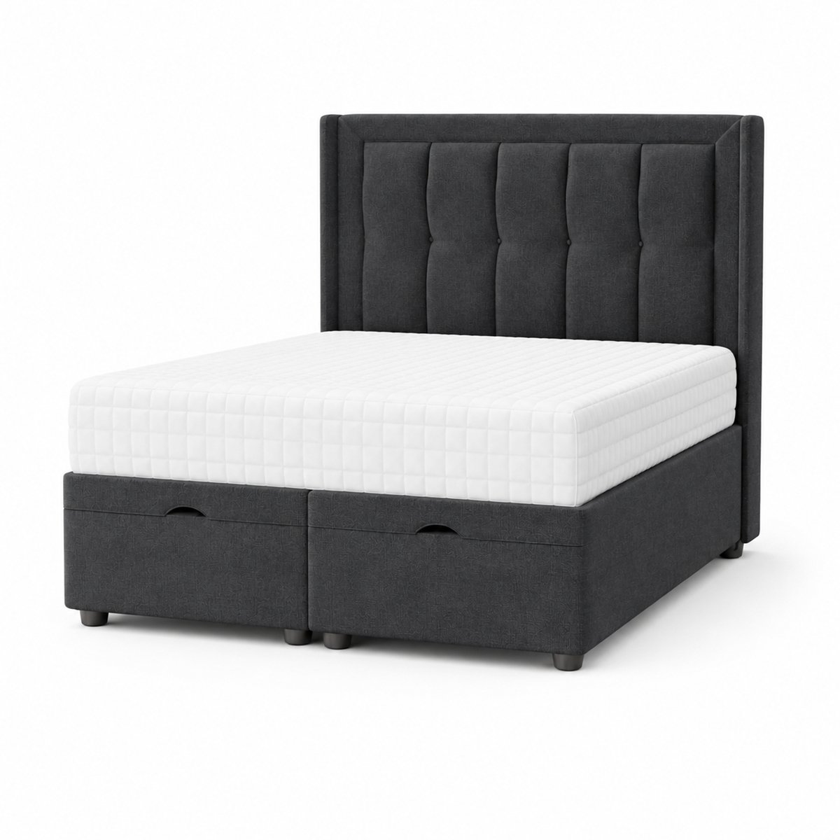 Comfy Deluxe Arlo   4ft6 Double  Ottoman End Lift  Bed Set - Linen Grey