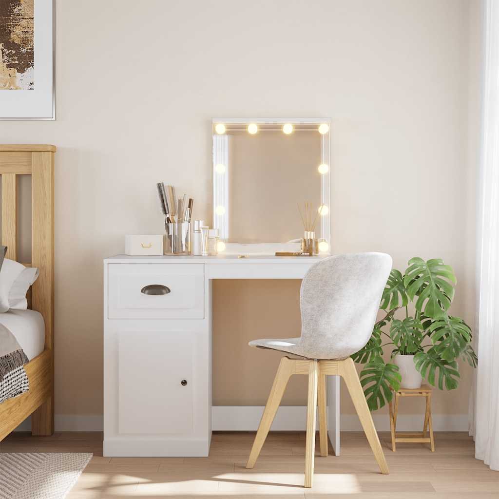 Walplus LED Glass Dressing Table - White - 90 x 42 x 132.5 cm