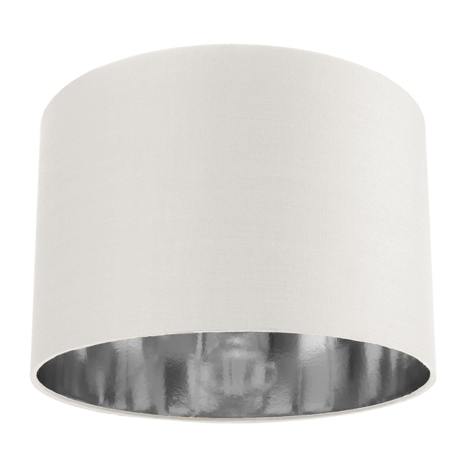 Happy Homewares White Cotton with Shiny Silver Inner Lampshade - 30cm