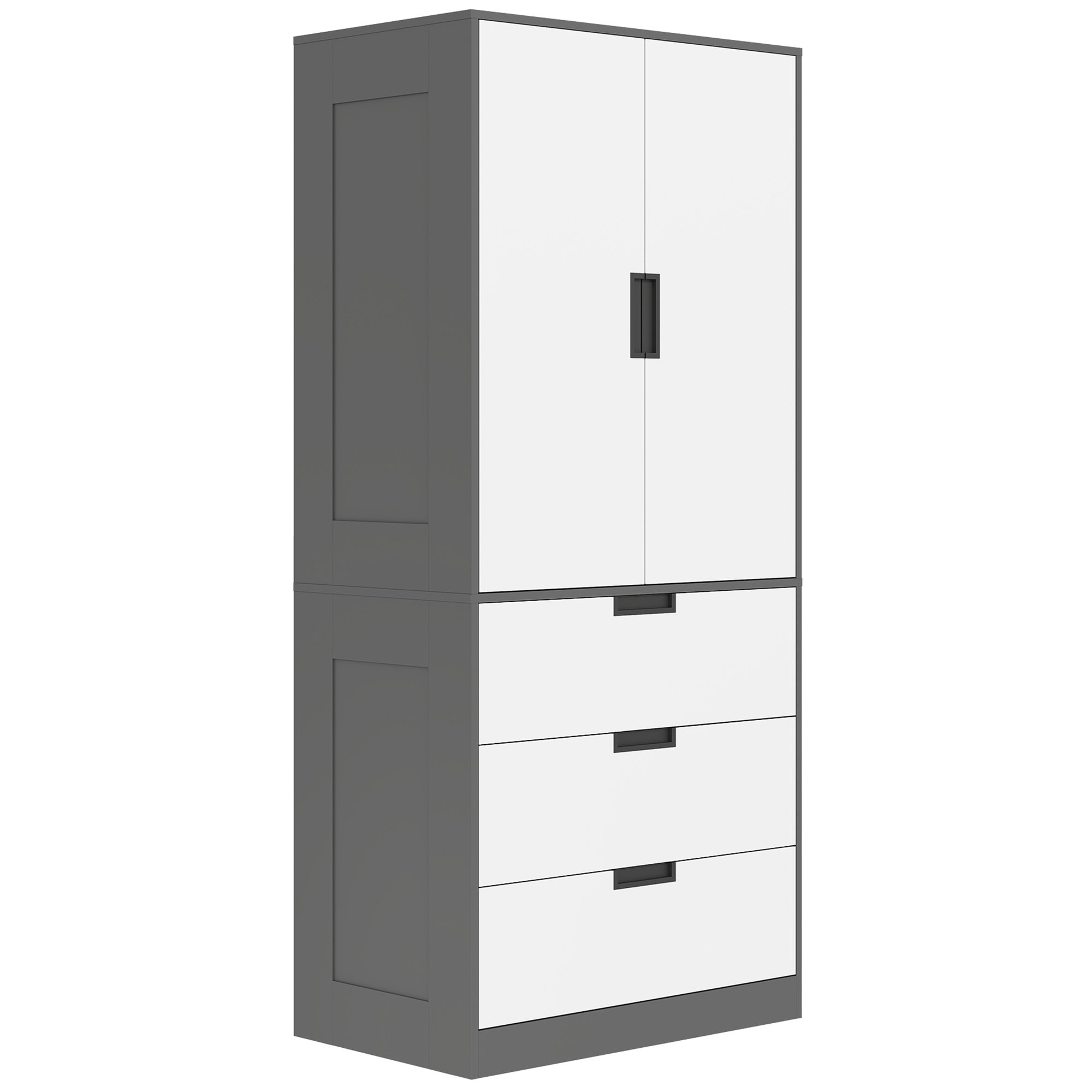 HOMCOM 3 Drawers Modern Clothes Storage Cupboard Unit - Grey