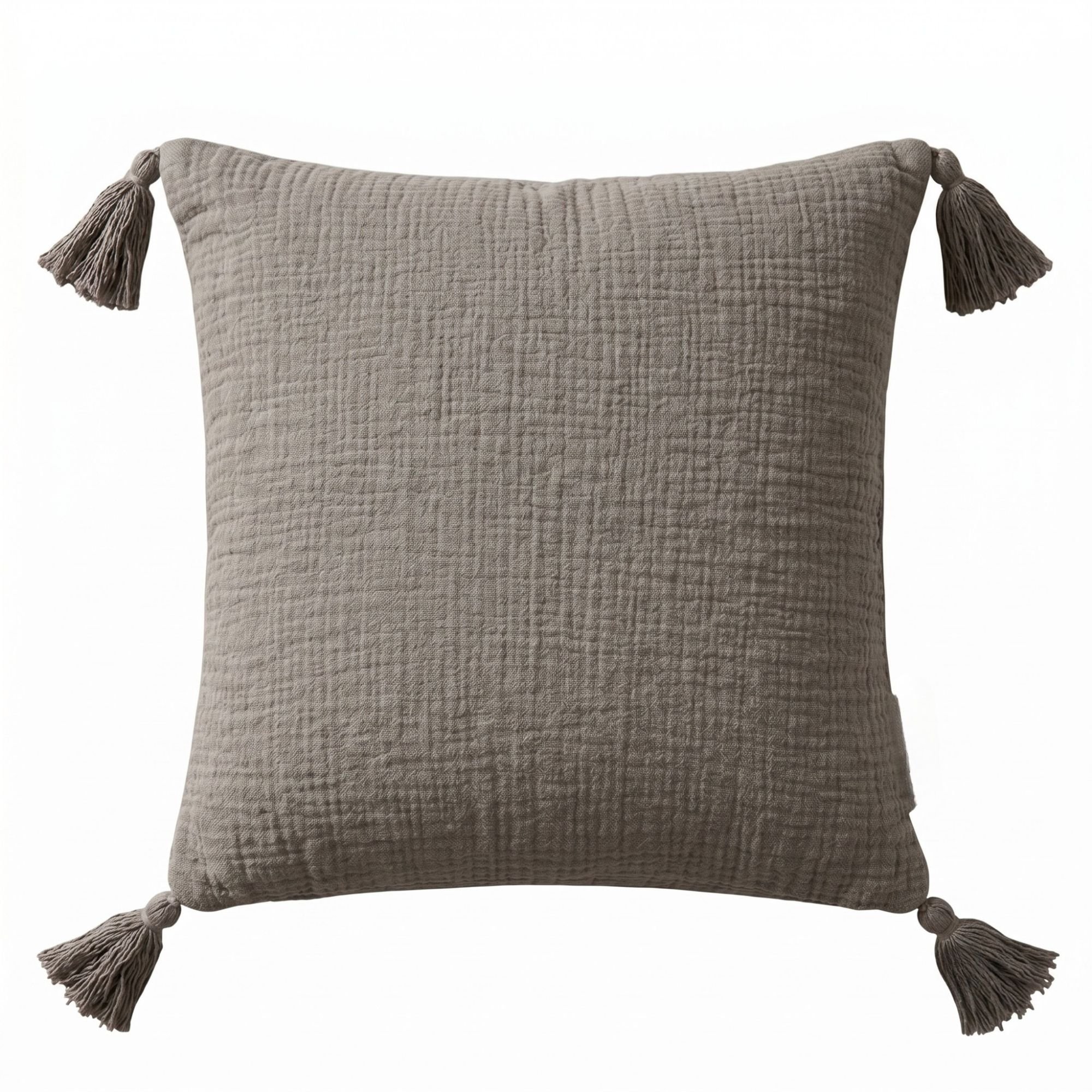 Homescapes Charcoal Grey Handmade Cotton Muslin Filled Cushion - 45 x 45 cm