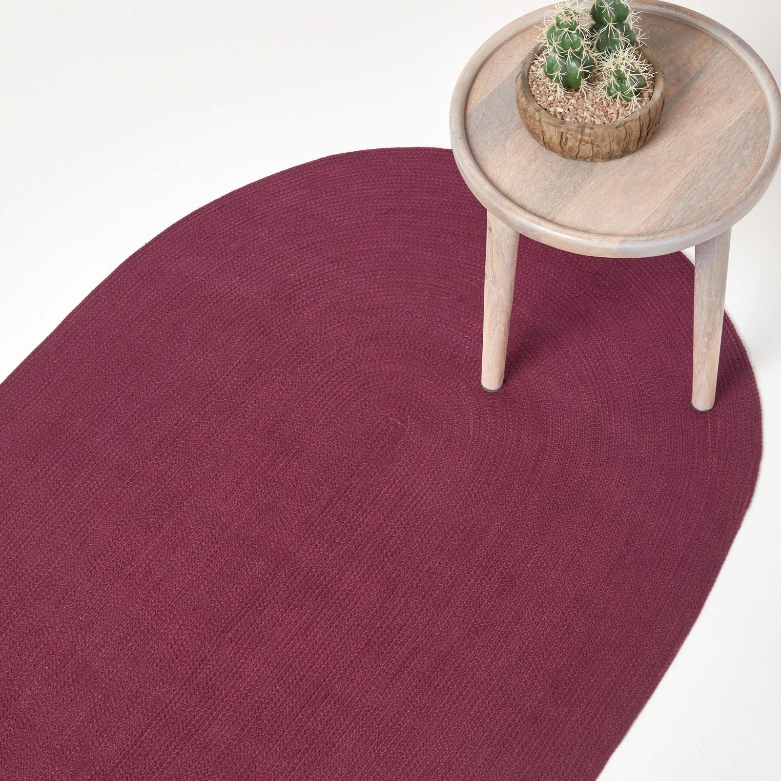 Homescapes Handmade Woven Braided Oval Rug – 60 x 90 cm – Plum