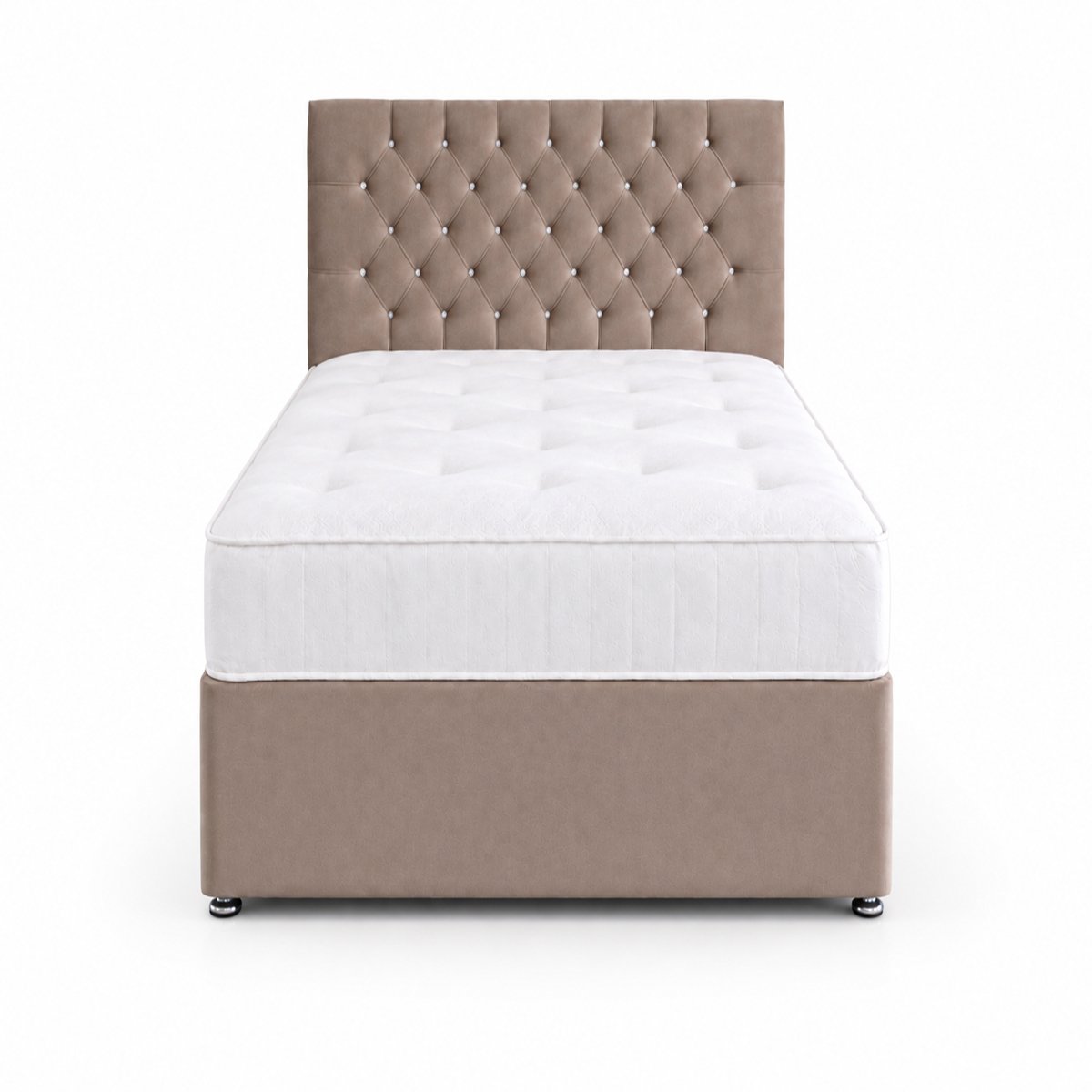 Comfy Deluxe 4ft6 Double      Velvet  Divan Bed Set -  Beige