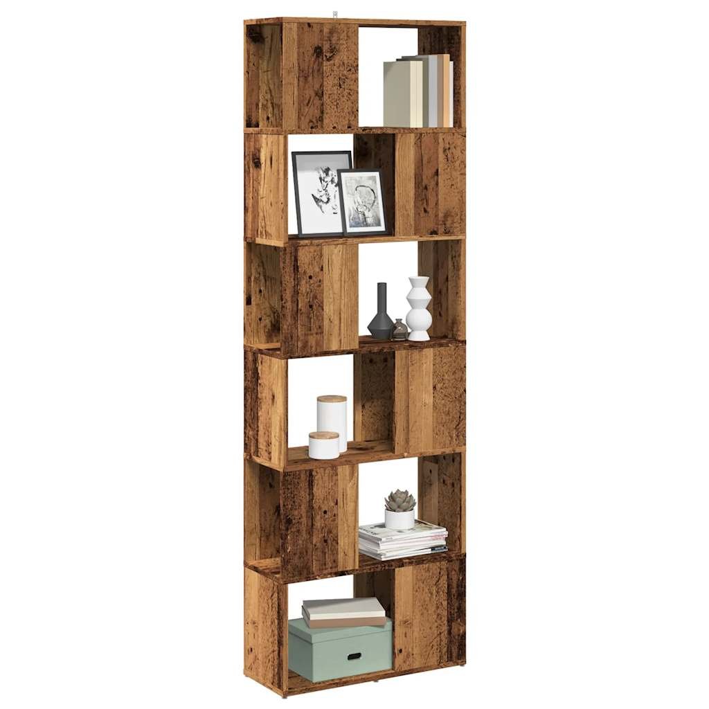 Walplus Engineered Wood Book Cabinet - Dark Wood - 60 x 24 x 186 cm