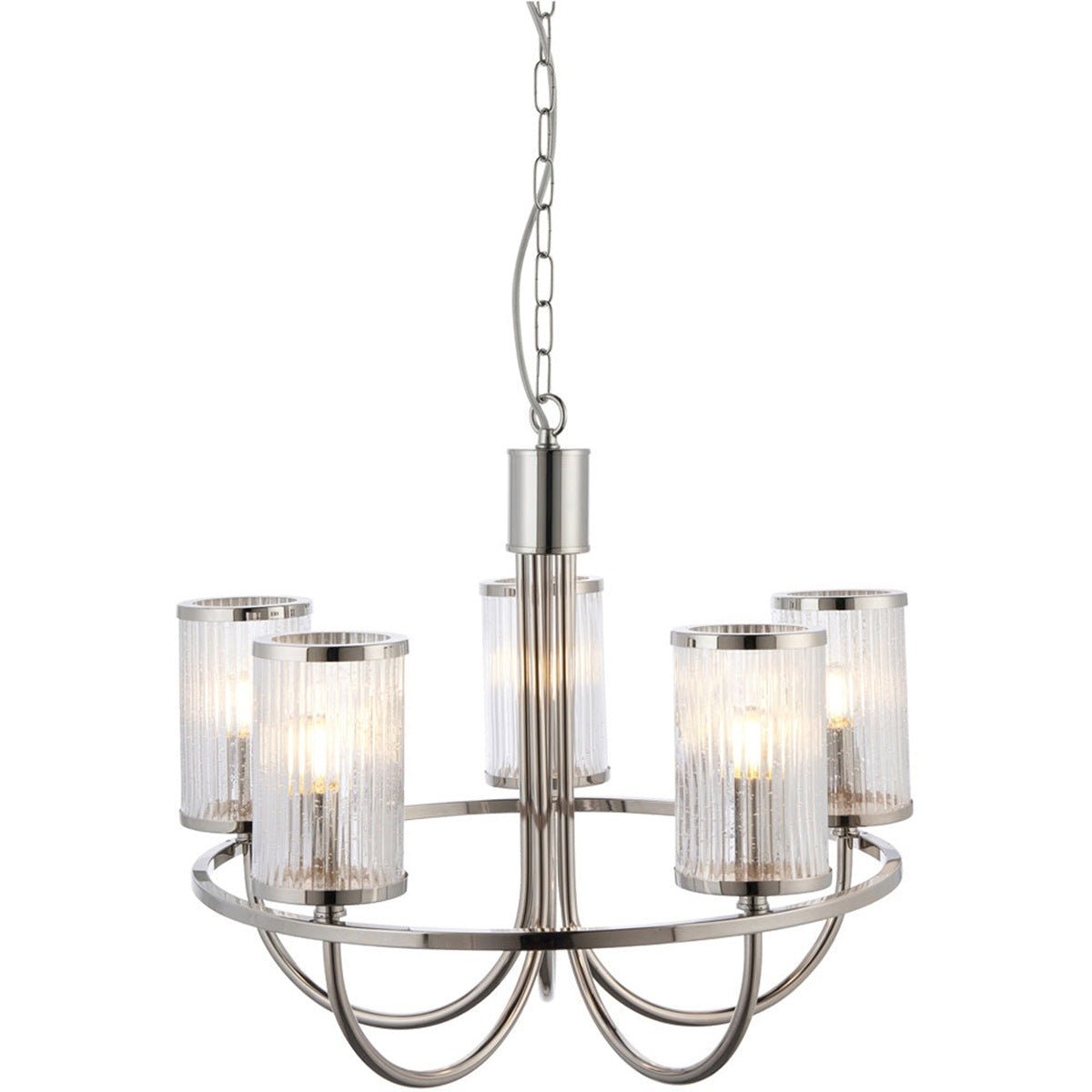 Loops Direct Steel 5-Light LED Pendant Light - Bright Nickel