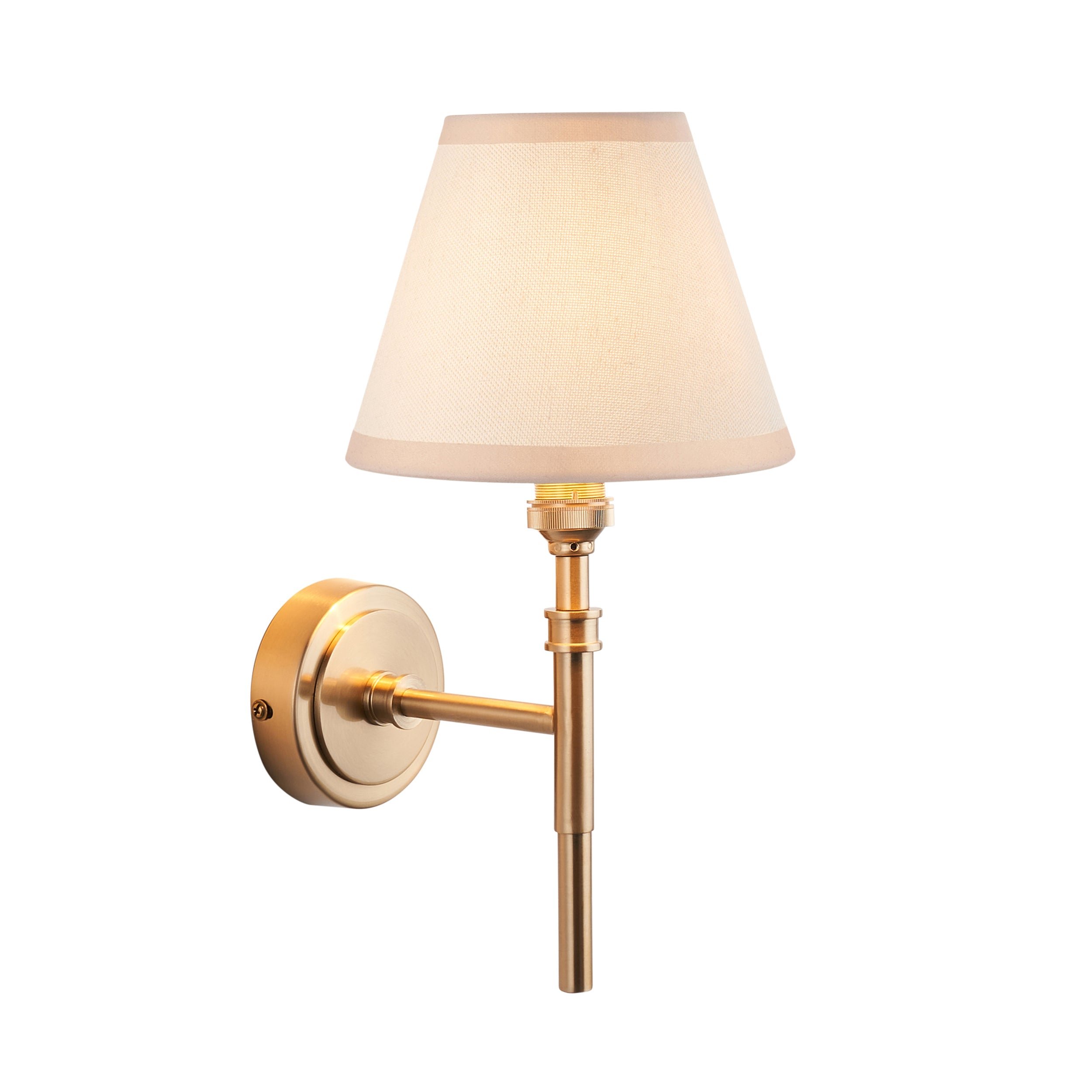 Loops Direct Fabric and Steel Wall Light - Aged Brass and Vintage White