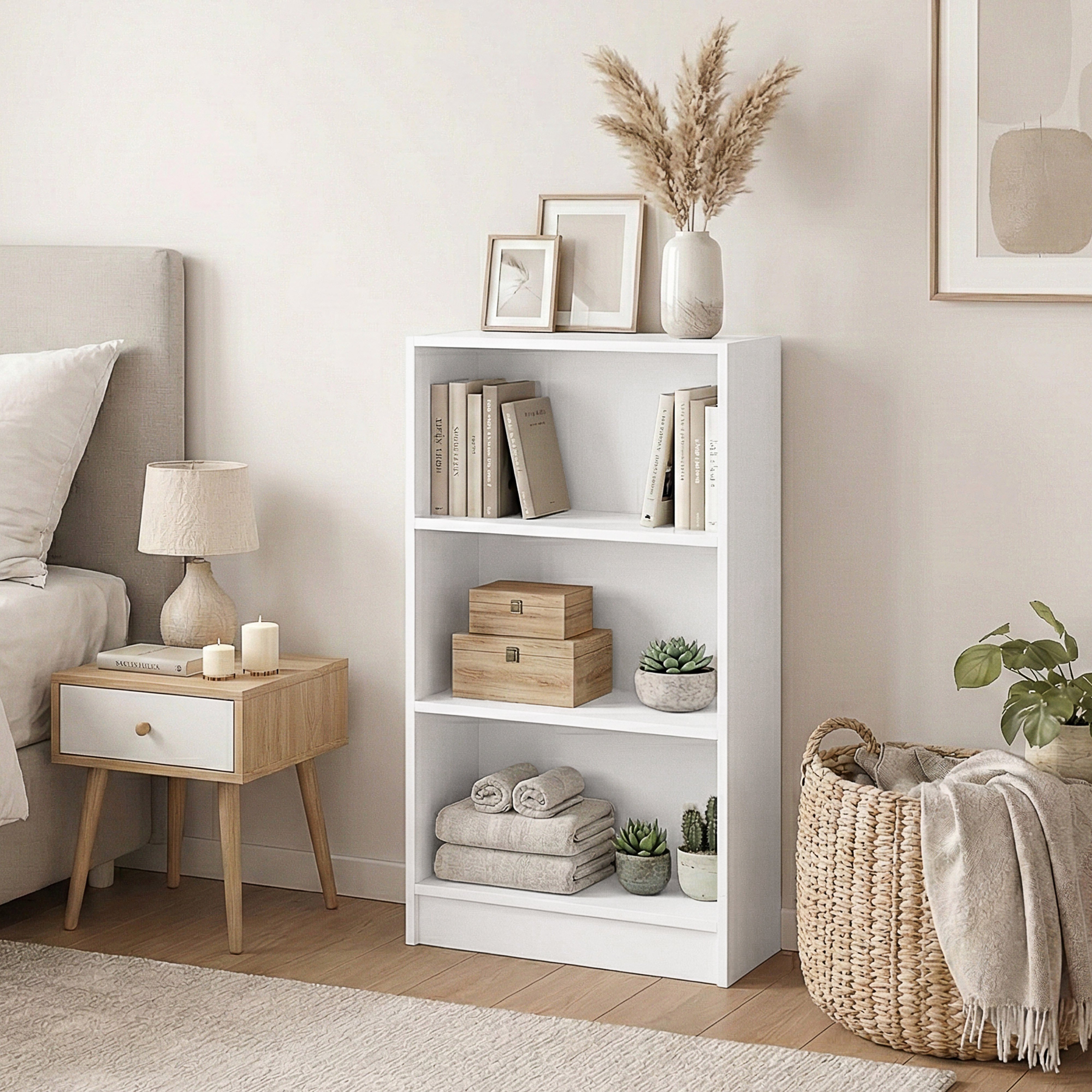 Vida Designs Cambridge 3 Tier Medium Freestanding Bookcase - White