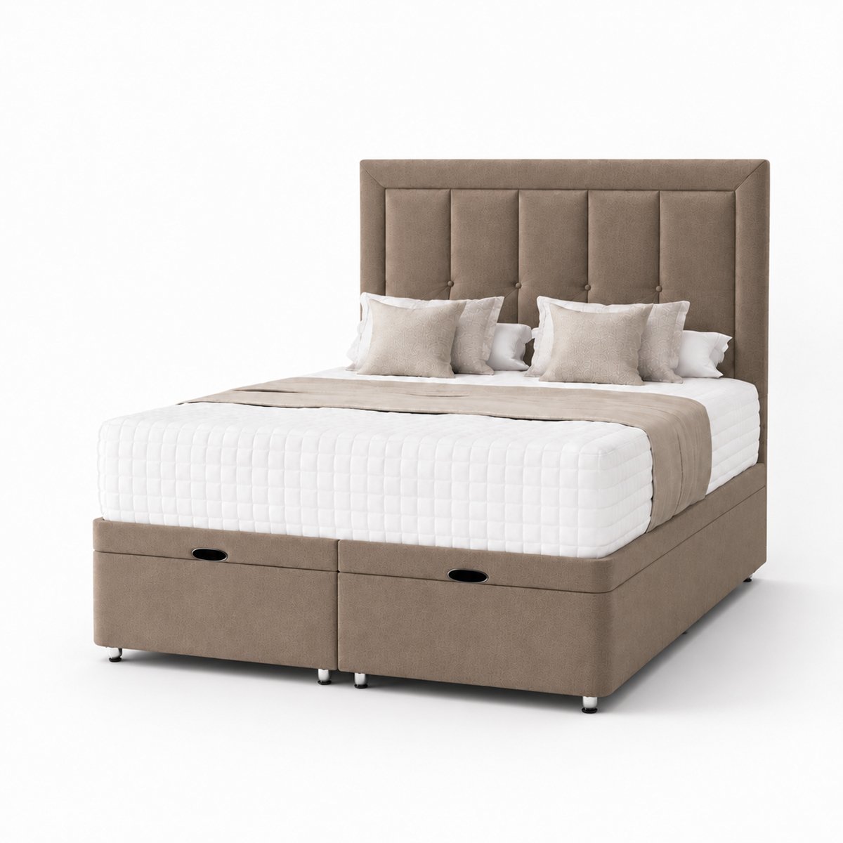 Comfy Deluxe Ren  5ft King Size Ottoman End Lift  Bed Set - Naples Beige