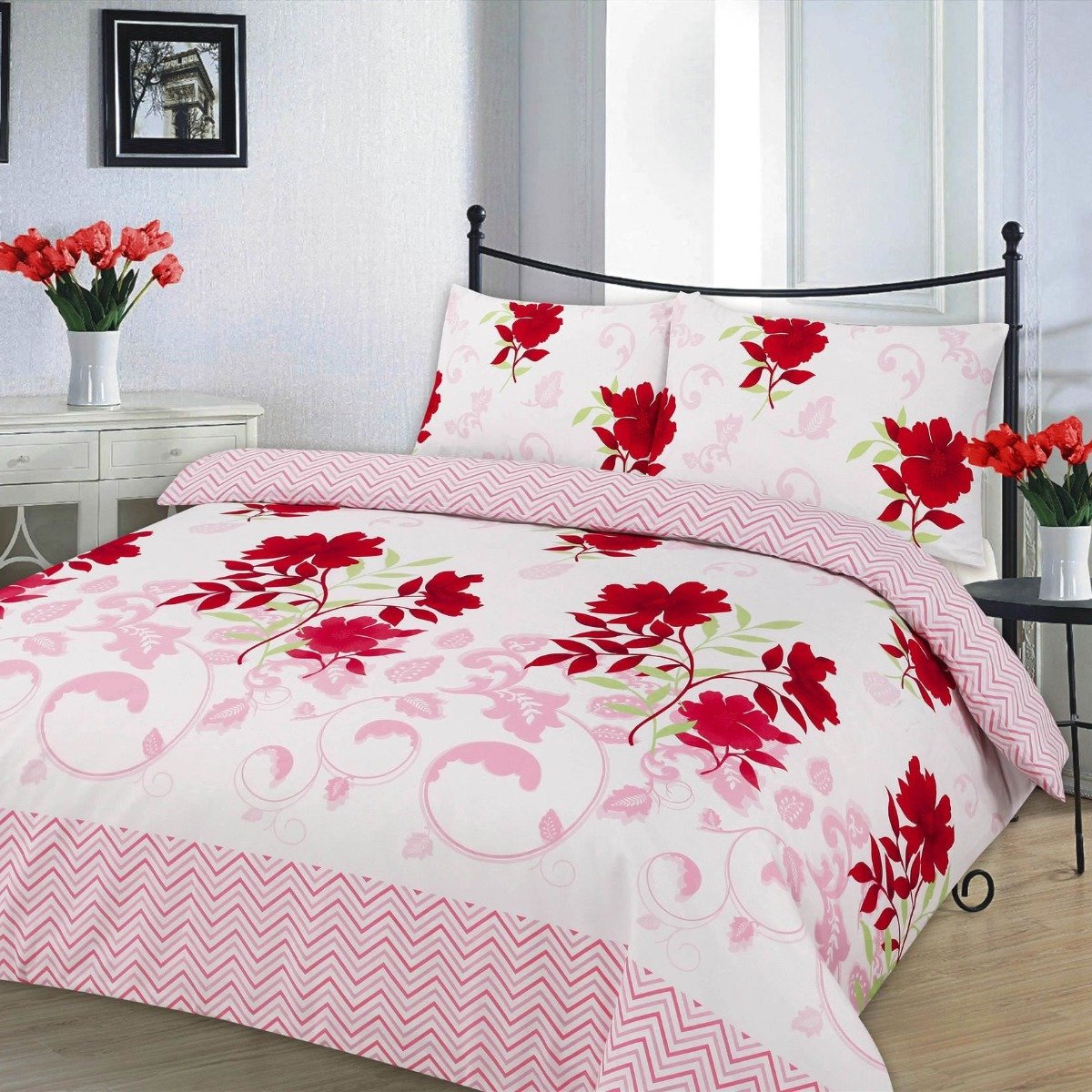 HomeSpace Direct Bethany Fuchsia Duvet Cover Set - Single