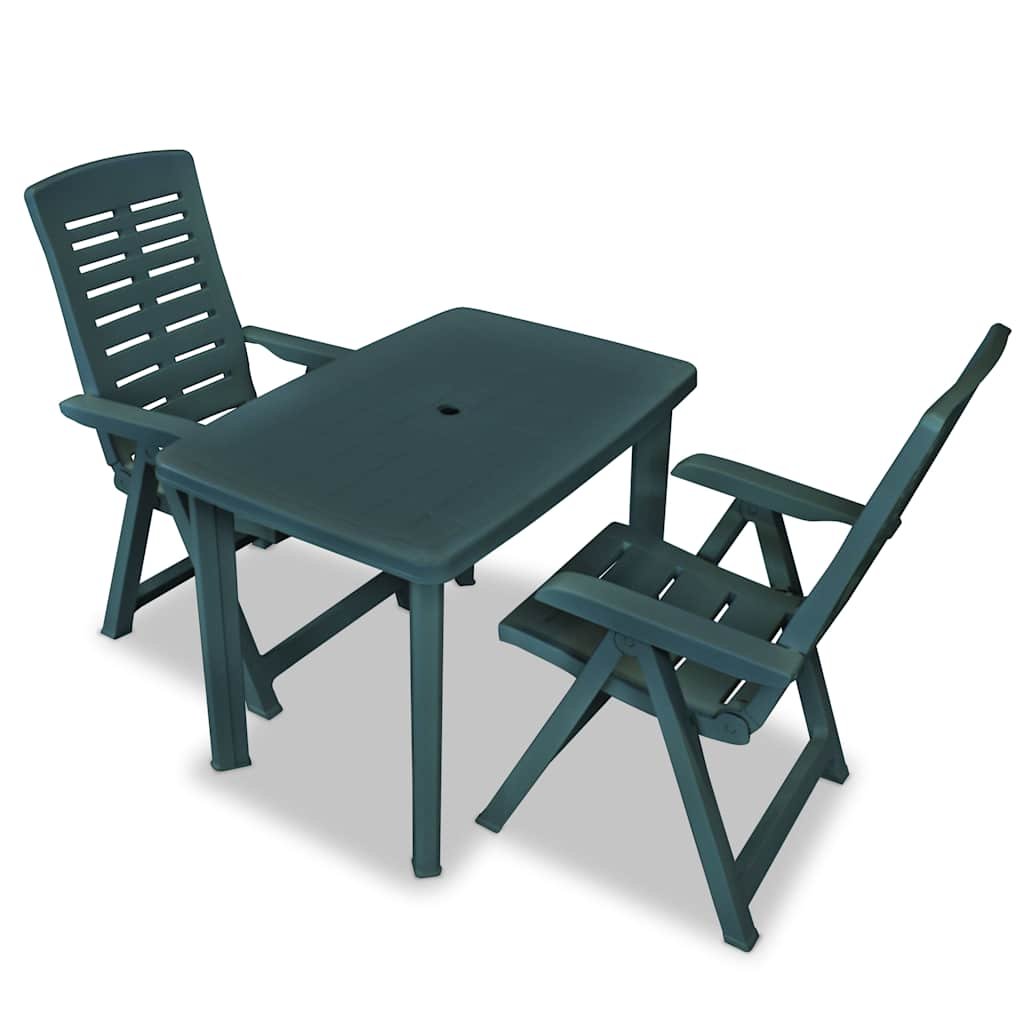 Walplus 3 Piece Plastic Folding Bistro Set - Green - 101 x 68 x 72 cm