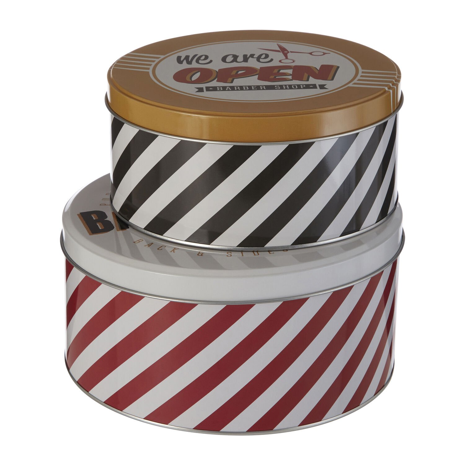 Orsina Paice Set of 2 Barber Shop Storage Tins