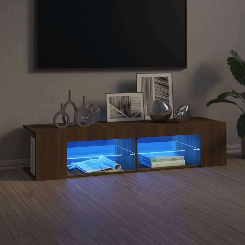 Walplus LED Engineered Wood TV Cabinet - Dark Oak - 135 x 39 x 30 cm