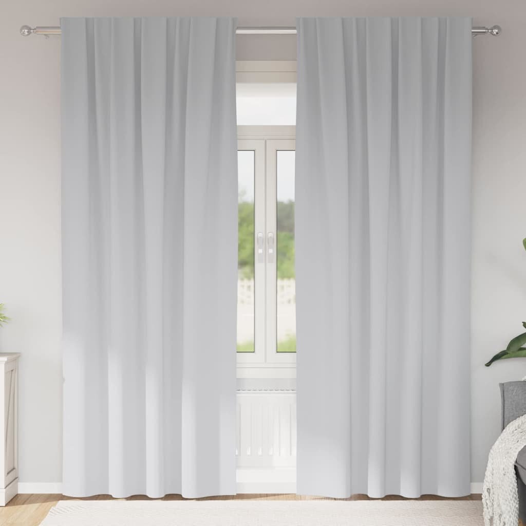 Walplus Set of 2 Ring Top Blackout Curtains - Pale Grey - 245 x 140 cm