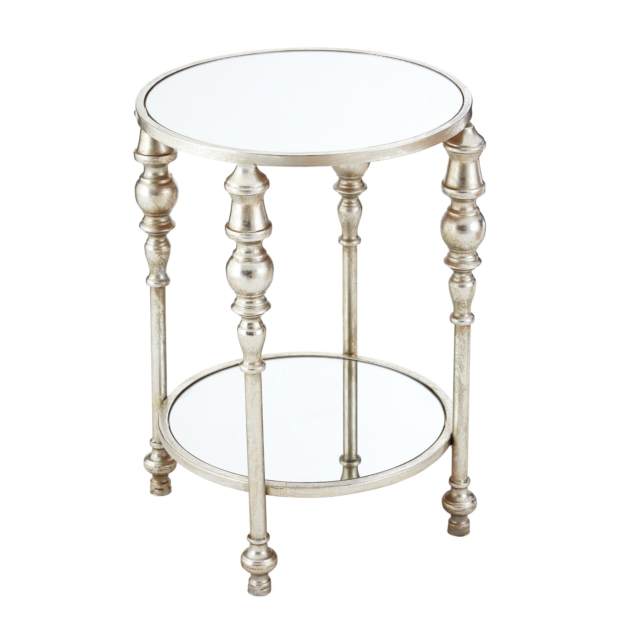 Orsina Marcia Two Tier Mirrored Side Table - Silver