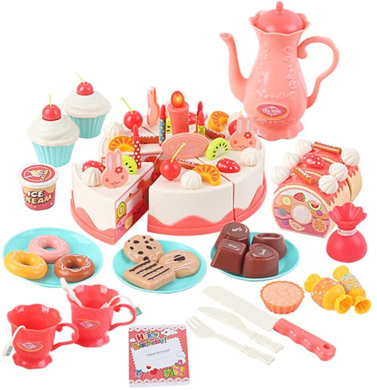 deAO Kids Tea Party Playset With Cake - Pink