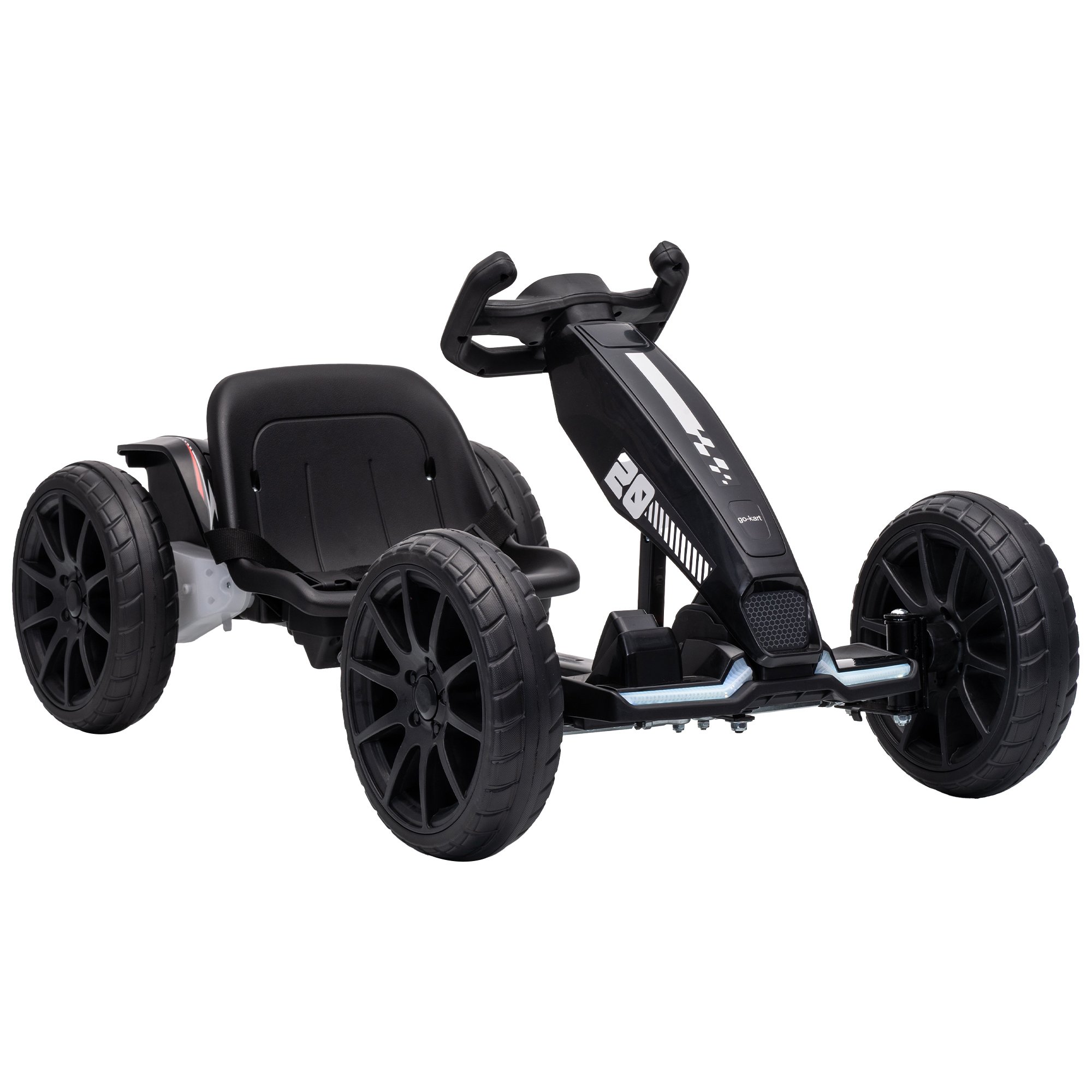 AIYAPLAY 12V Dual Motor Ages 3-6 Adjustable Seat Ride-On Go Kart – Black