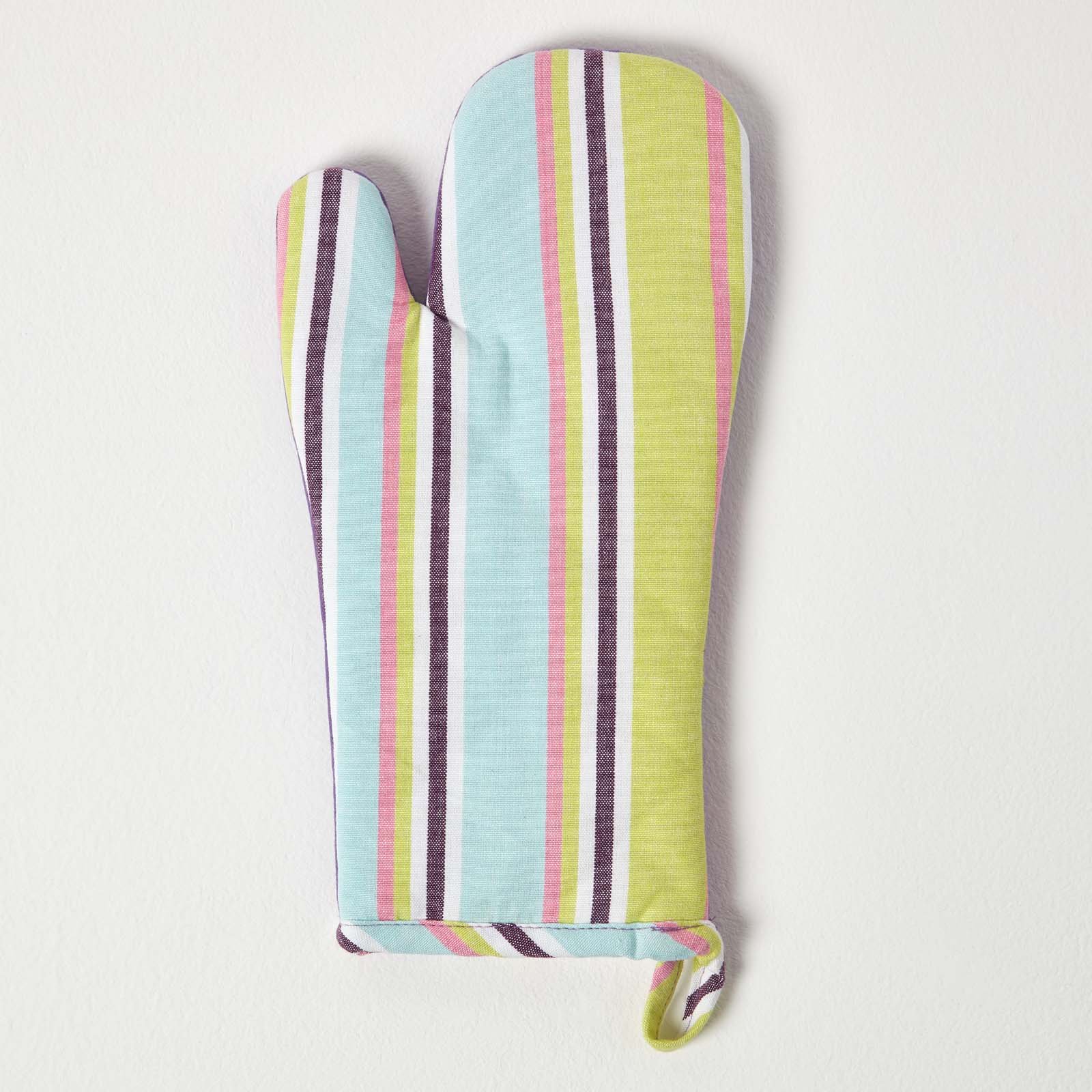 Homescapes Osaka Purple Stripe Cotton Oven Glove - Purple