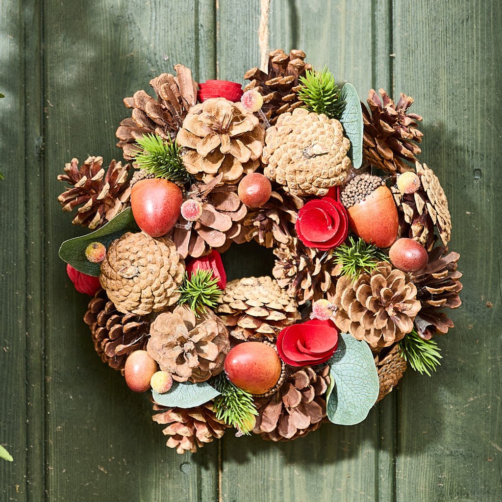 Dibor Pine Cone and Flower Wreath - Brown